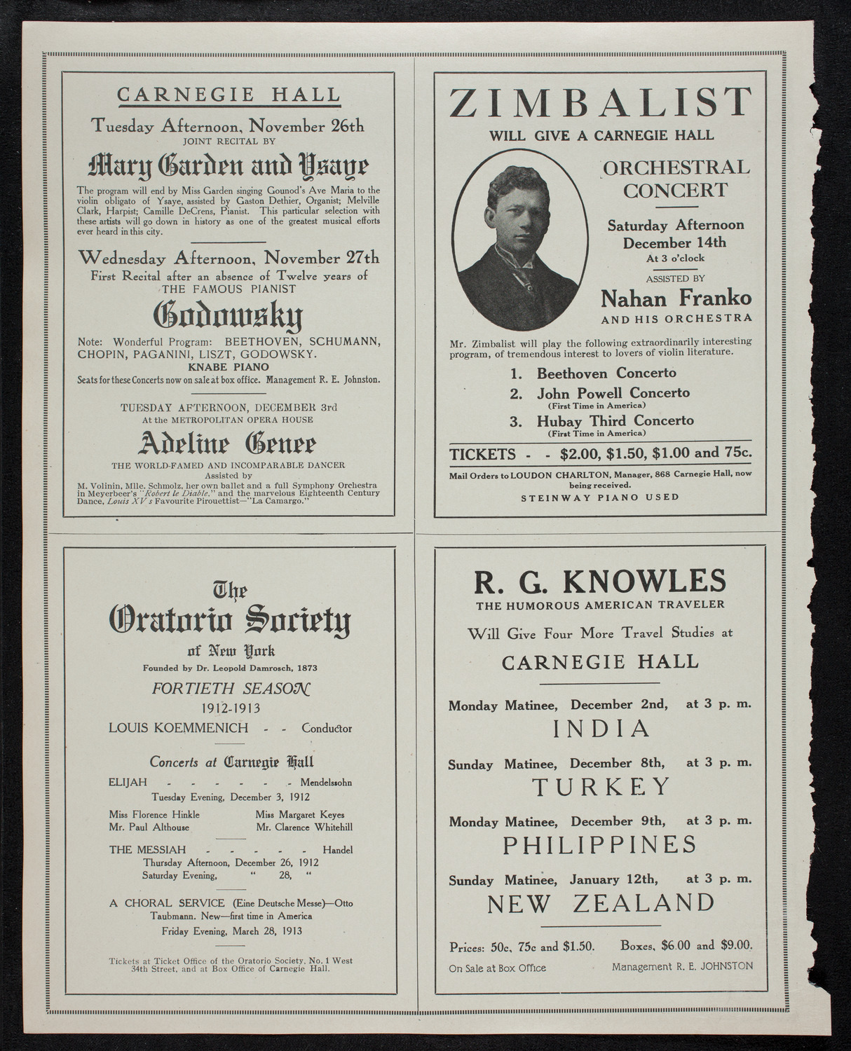 R.G. Knowles Travel Studies: China, November 25, 1912, program page 10