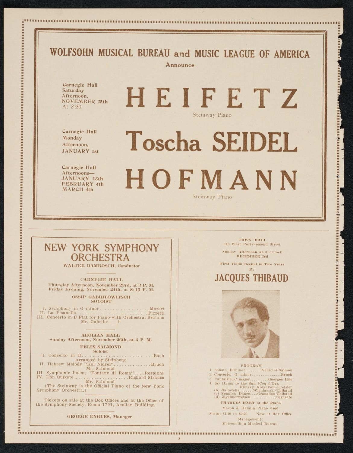 Philadelphia Orchestra, November 21, 1922, program page 8