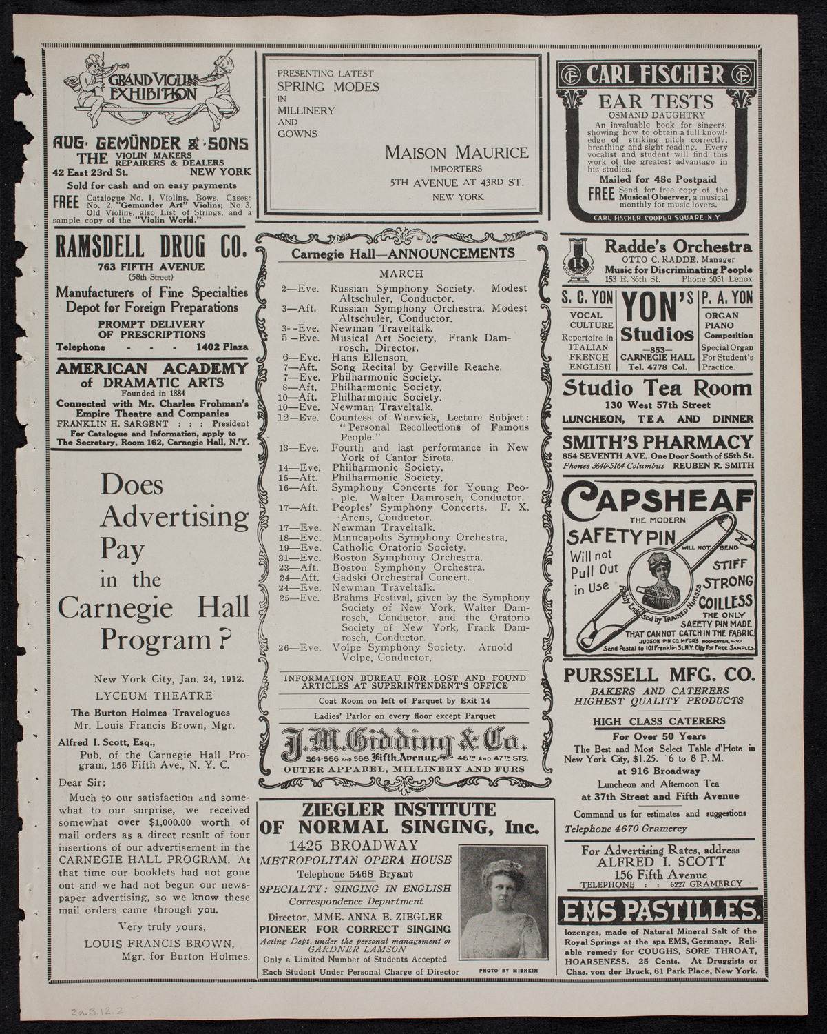 Symphony Concert for Young People: Senior and Junior Orchestras of the Music School Settlement, March 2, 1912, program page 3