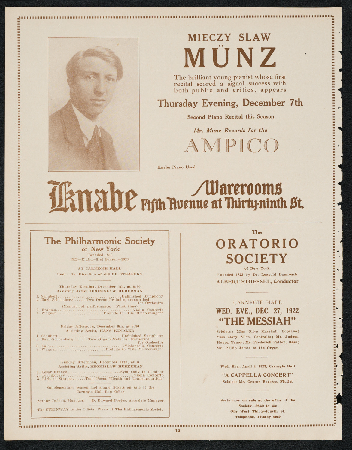 City Symphony Orchestra, December 4, 1922, program page 12