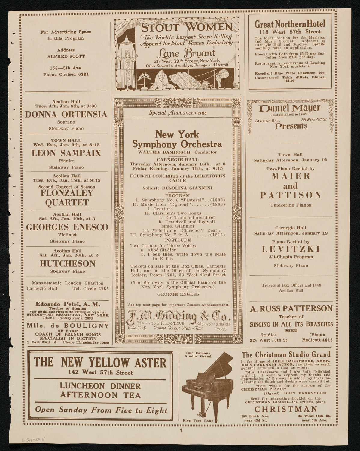 Boston Symphony Orchestra, January 5, 1924, program page 9
