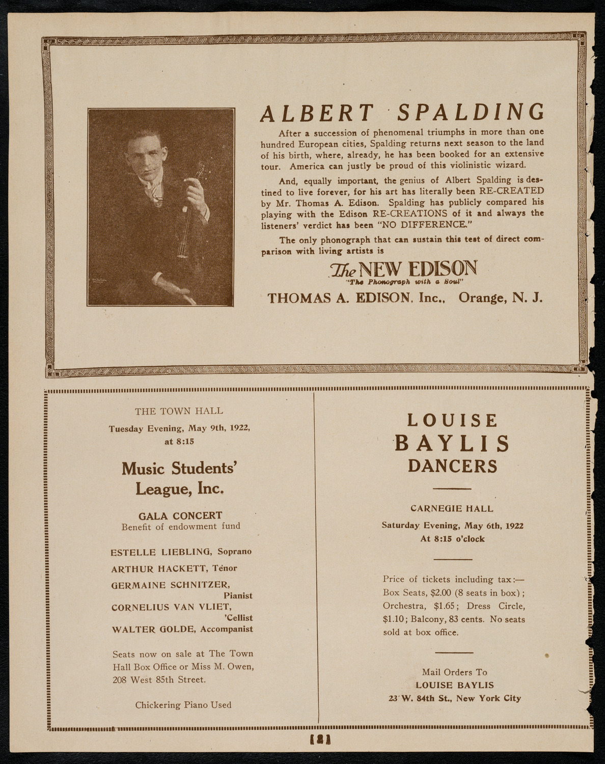 Sir Arthur Conan Doyle, May 5, 1922, program page 2