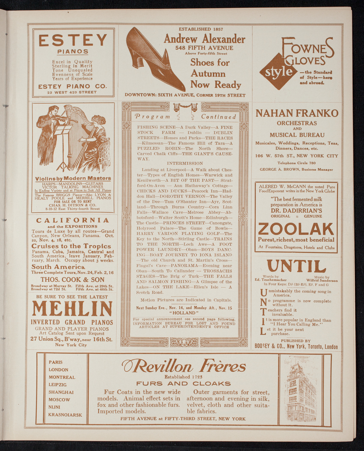 Elmendorf Lecture: The British Isles, November 8, 1915, program page 7