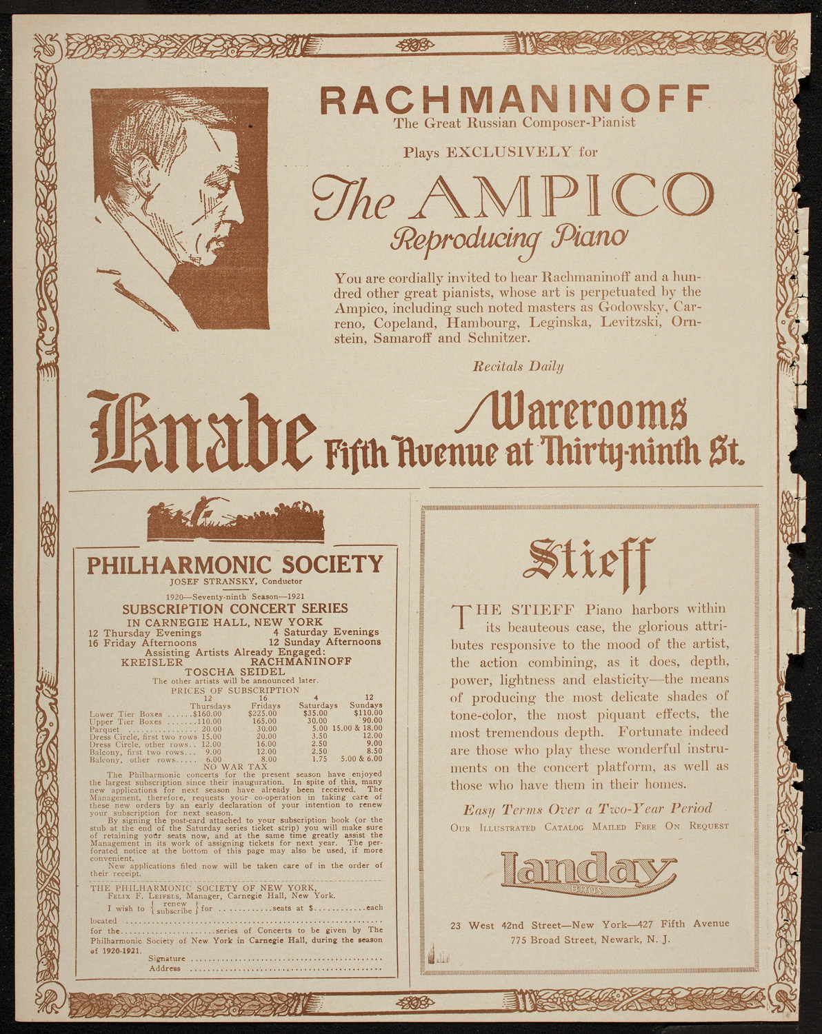 Josef Lhévinne, Piano, April 18, 1920, program page 12