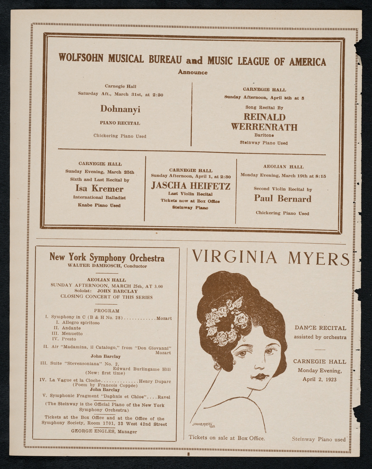 New York Symphony Orchestra, March 22, 1923, program page 8