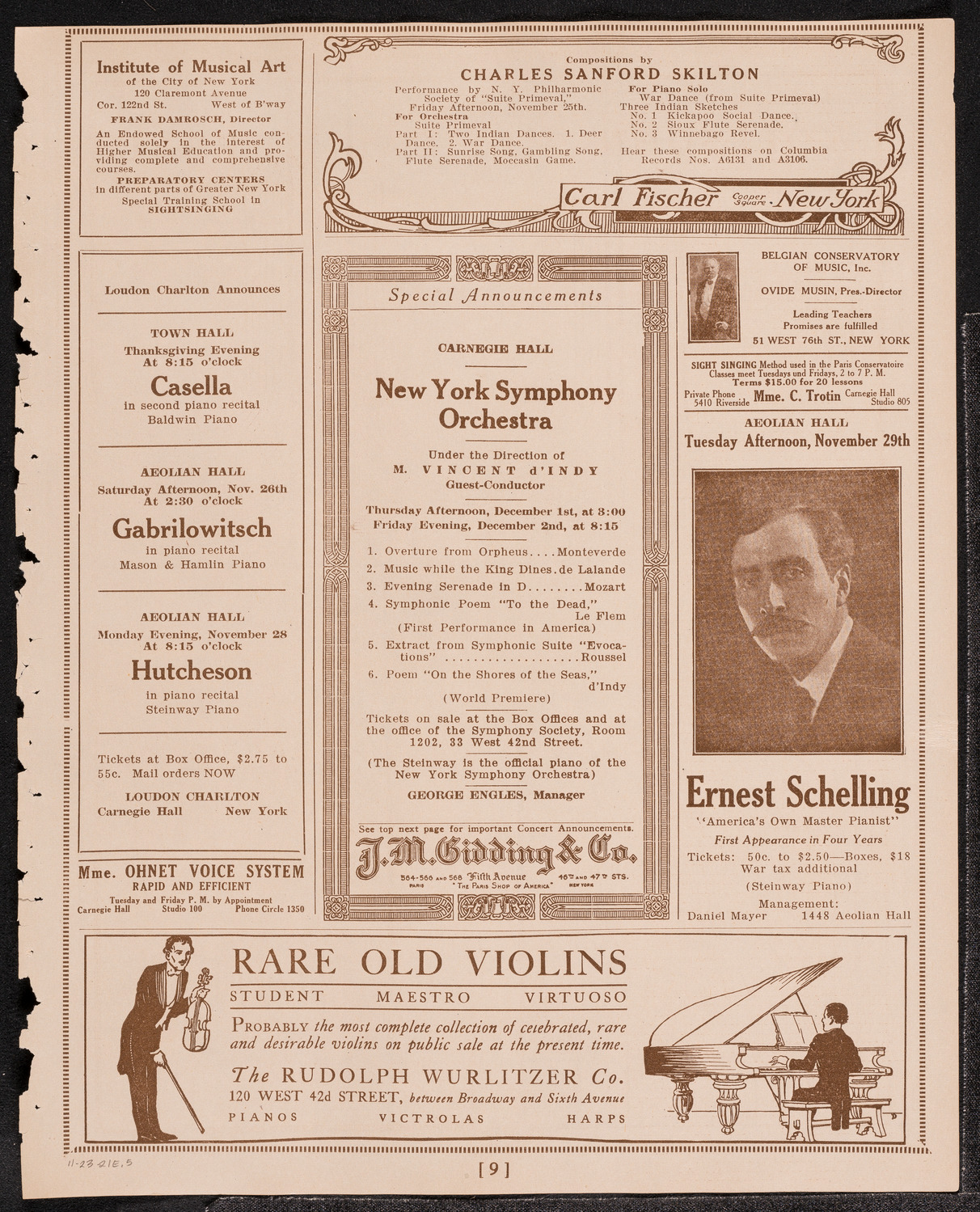 Cancelled Concert: Feodor Chaliapin, November 23, 1921, program page 9