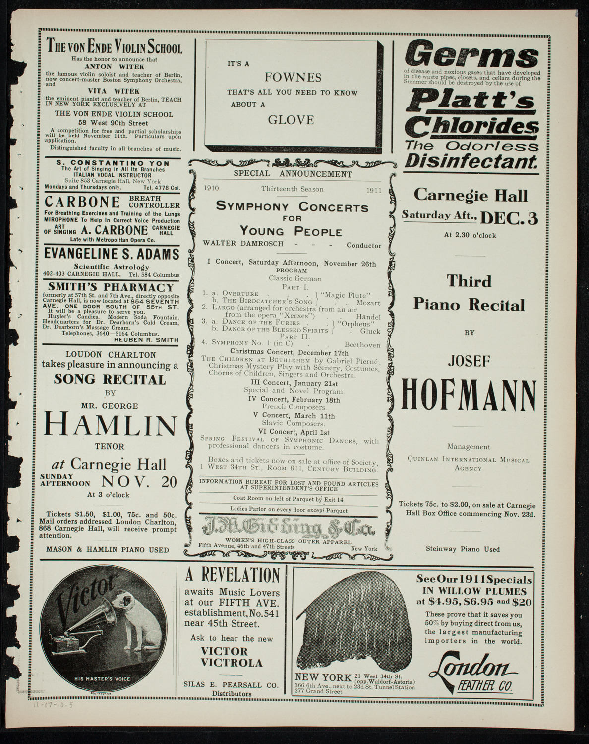 Russian Symphony Society of New York, November 17, 1910, program page 9