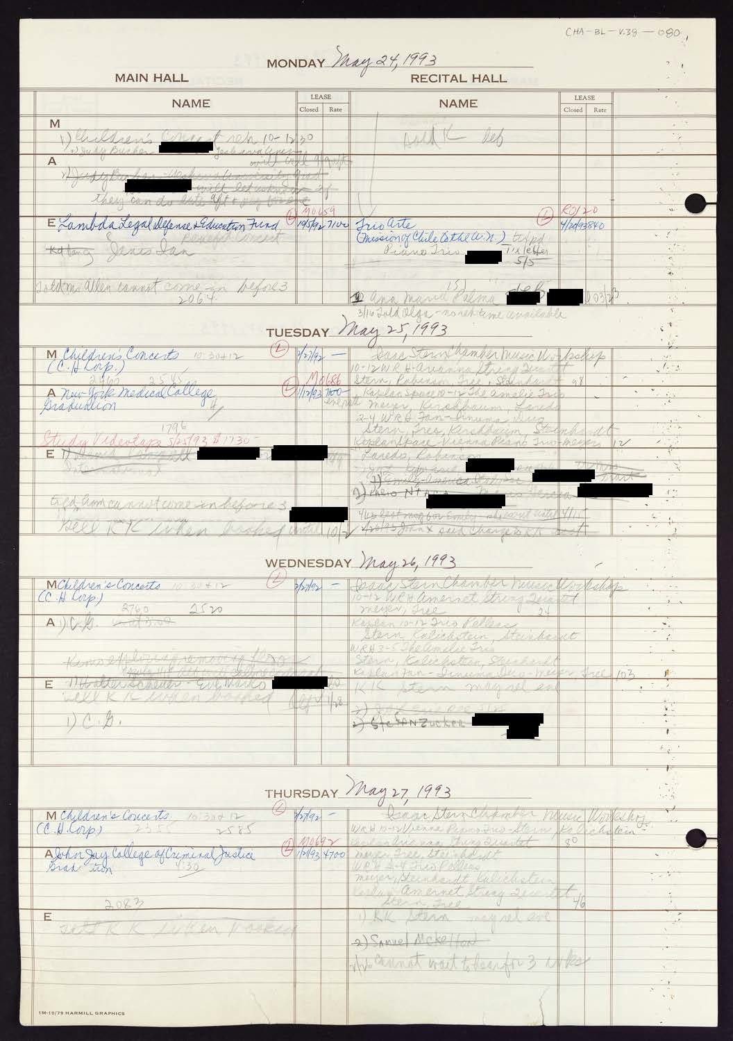 Carnegie Hall Booking Ledger, volume 38, page 80