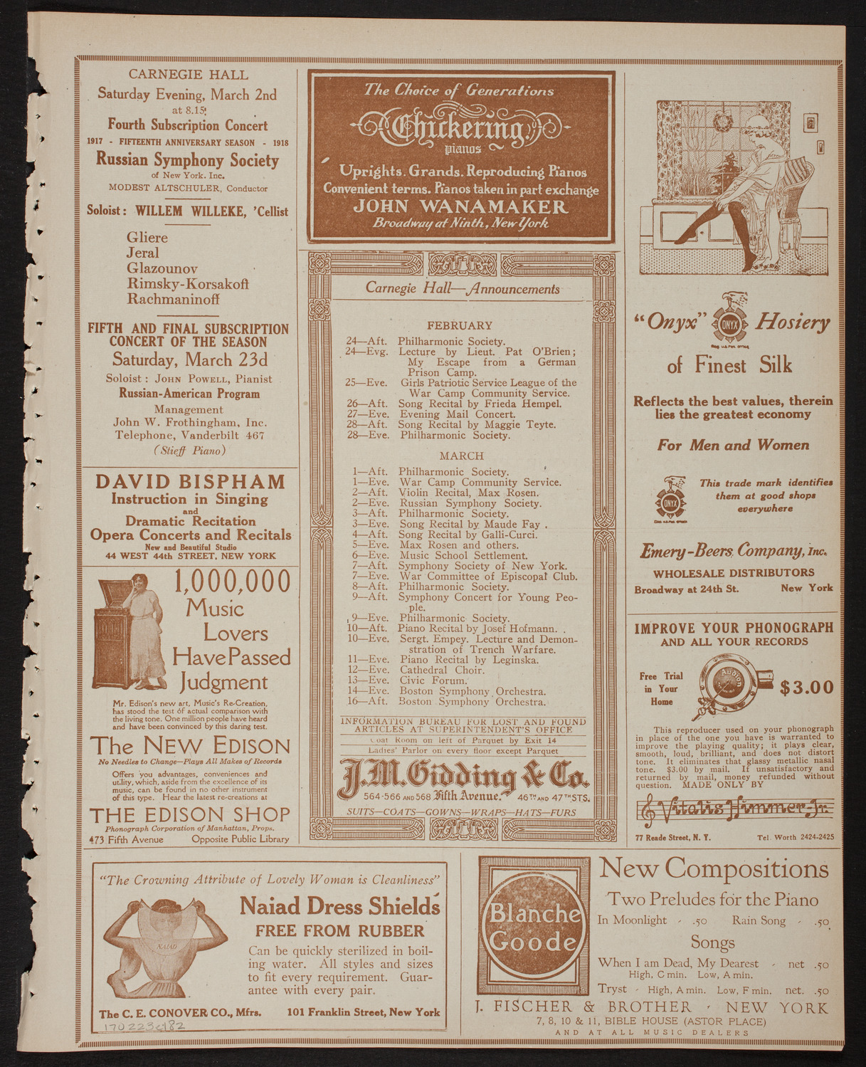 New York Symphony Orchestra, February 23, 1918, program page 3