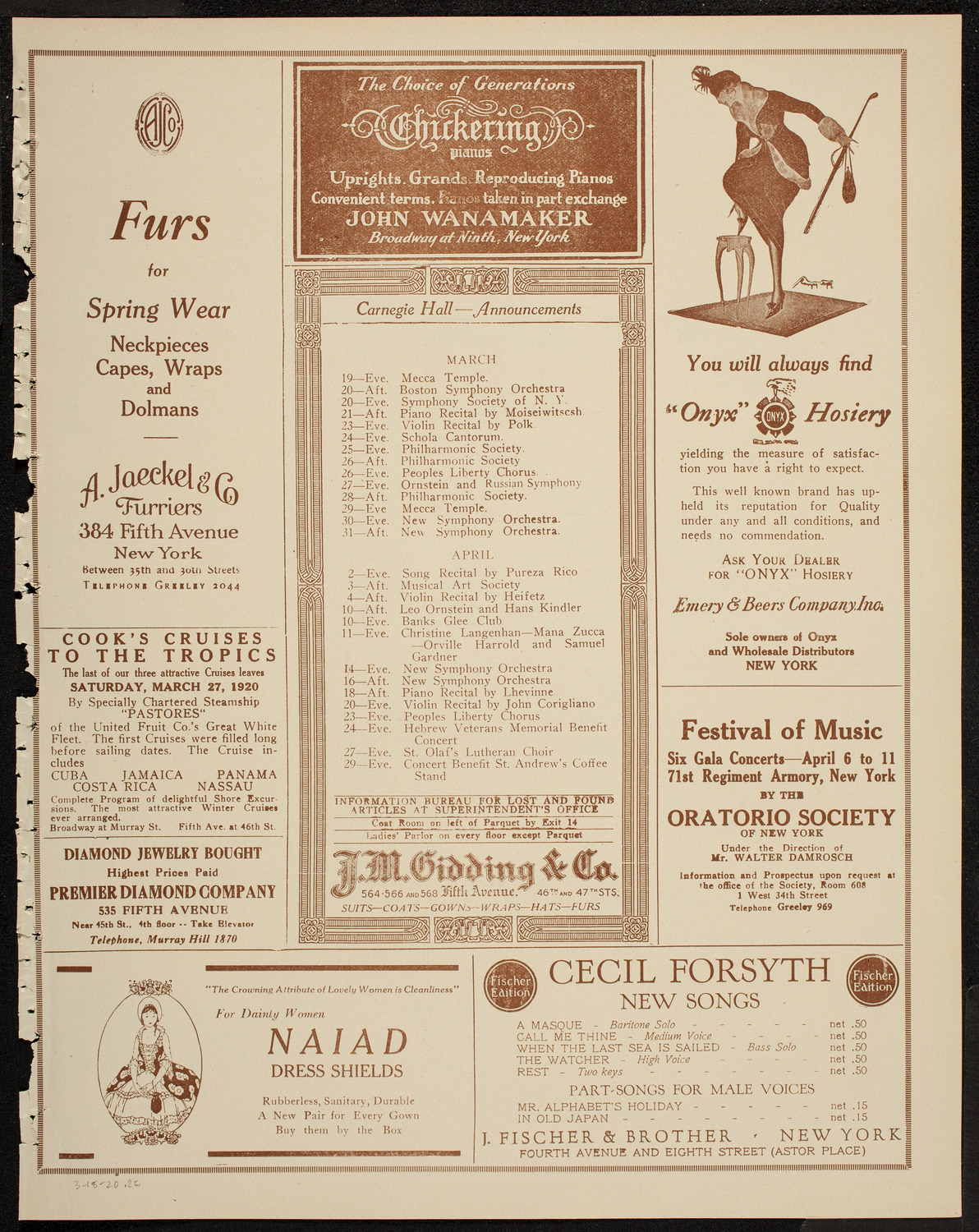 Boston Symphony Orchestra, March 18, 1920, program page 3