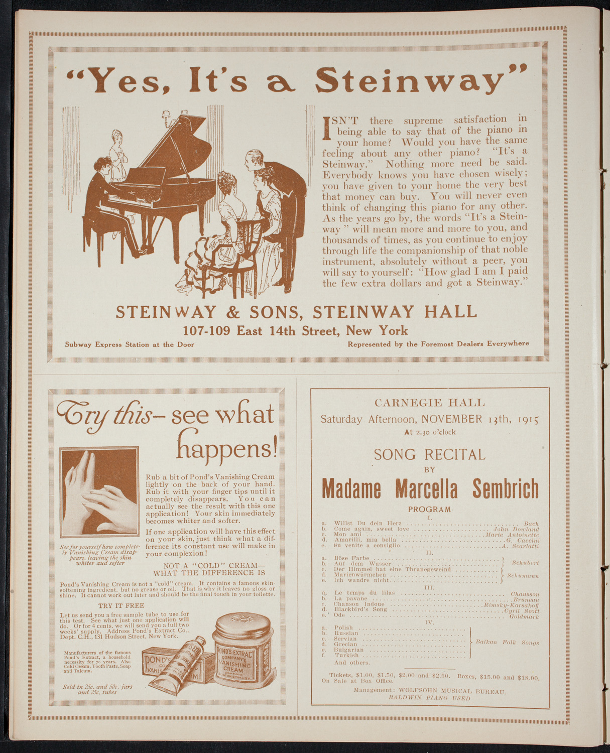 Ignacy Jan Paderewski, Piano, October 23, 1915, program page 4