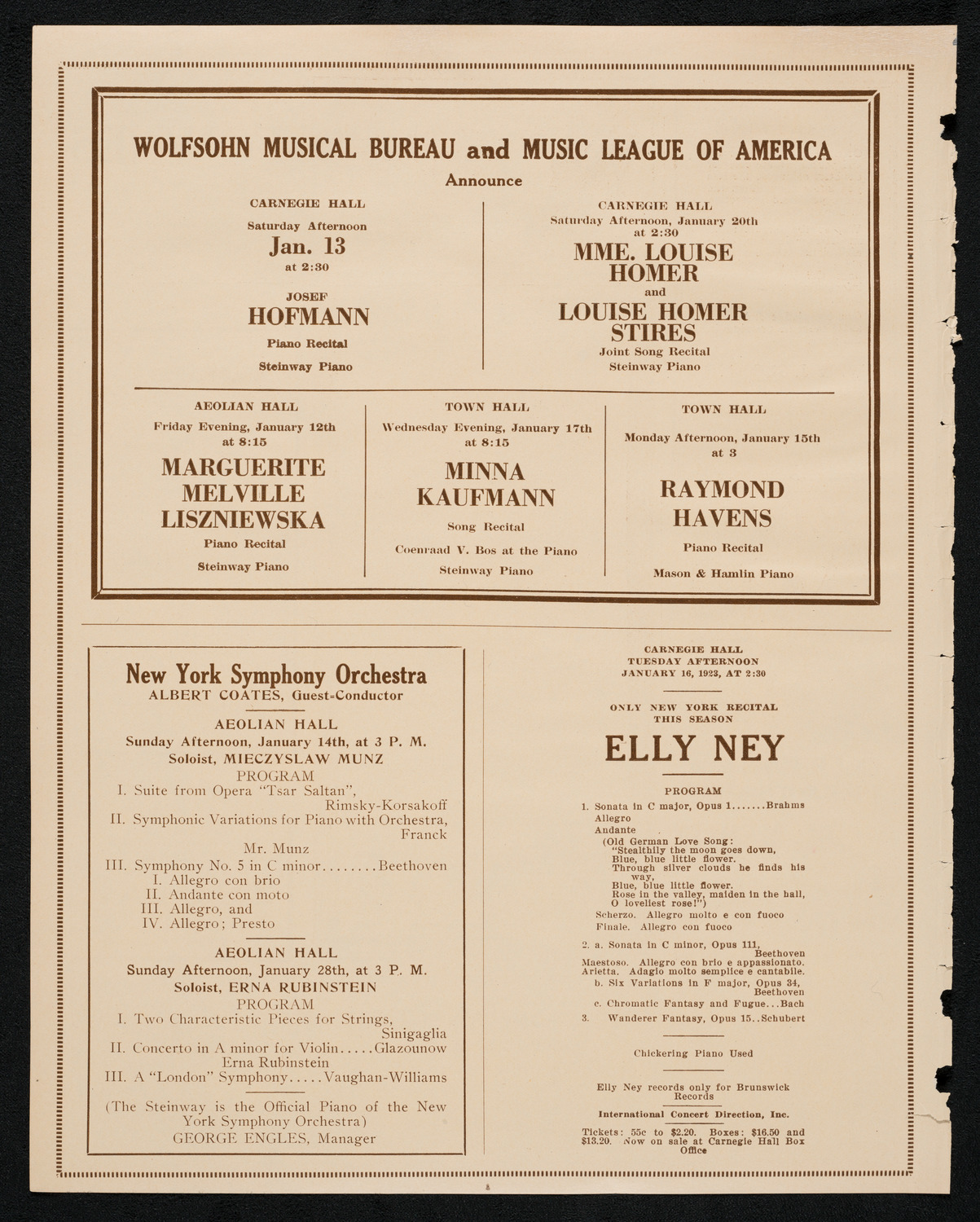 New York Symphony Orchestra, January 11, 1923, program page 8