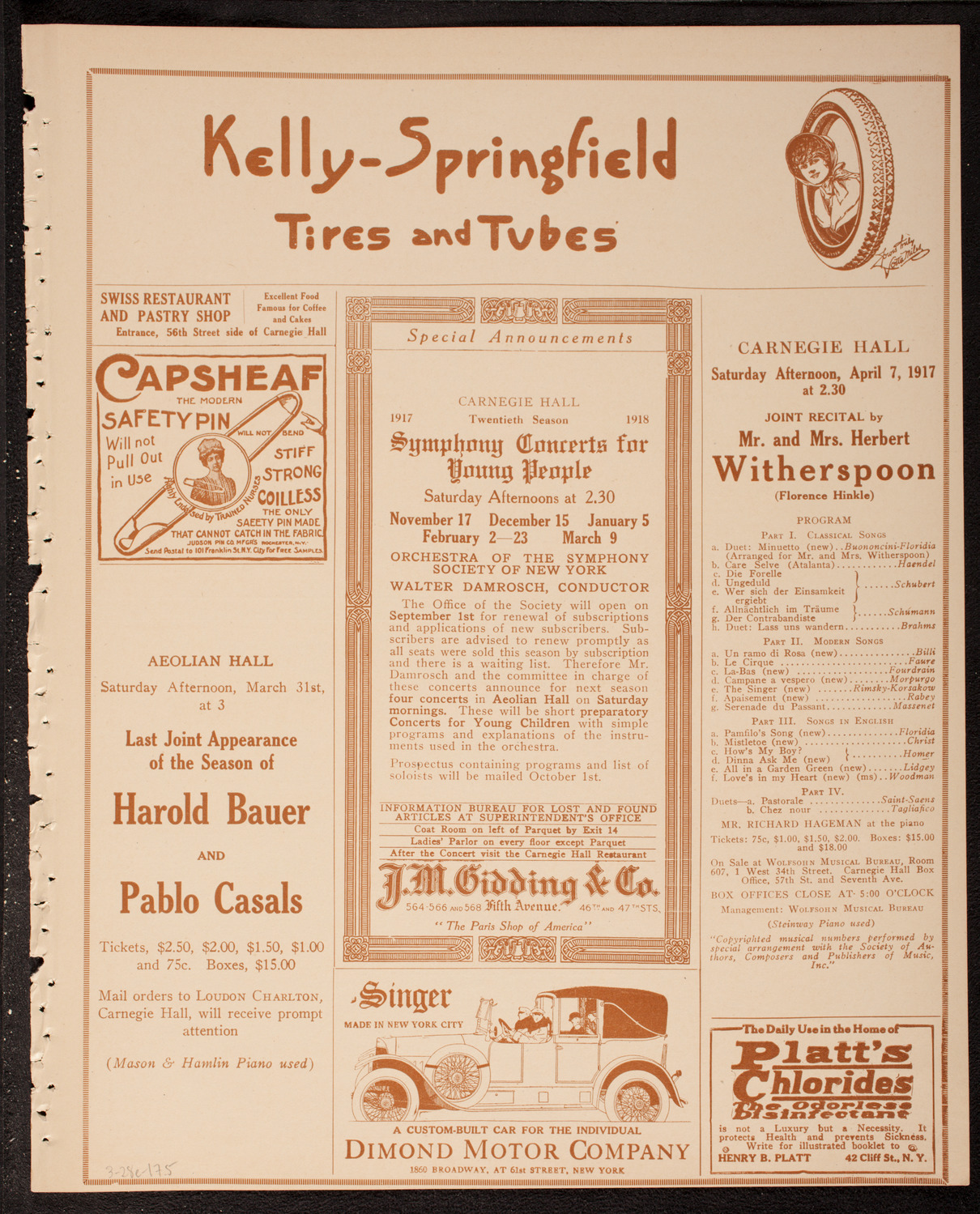 Schola Cantorum of New York, March 28, 1917, program page 9