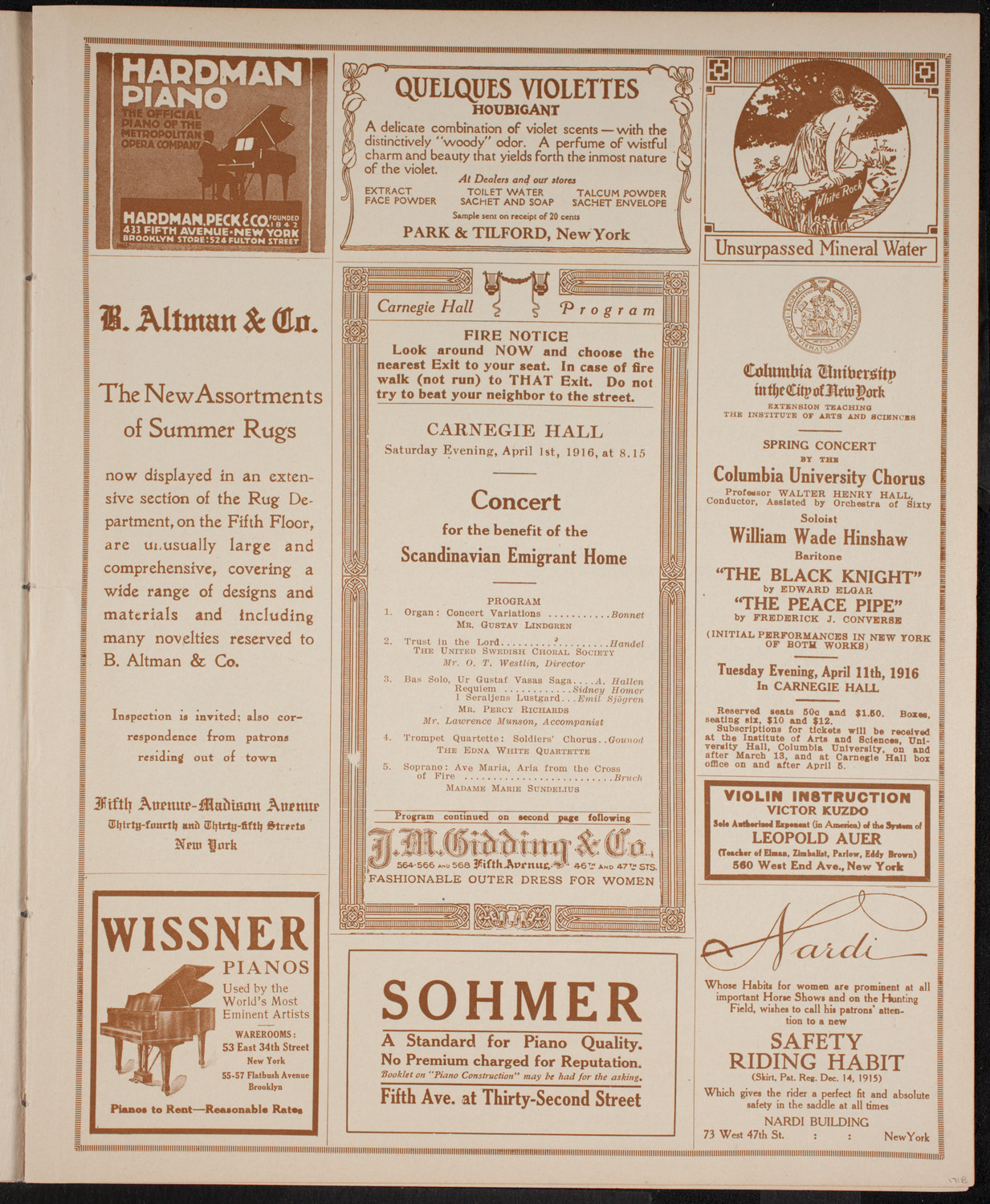 Benefit: Scandinavian Emigrant Home, April 1, 1916, program page 5