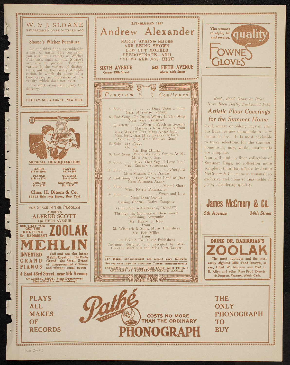 Inkowa Club Minstrels, April 26, 1920, program page 7