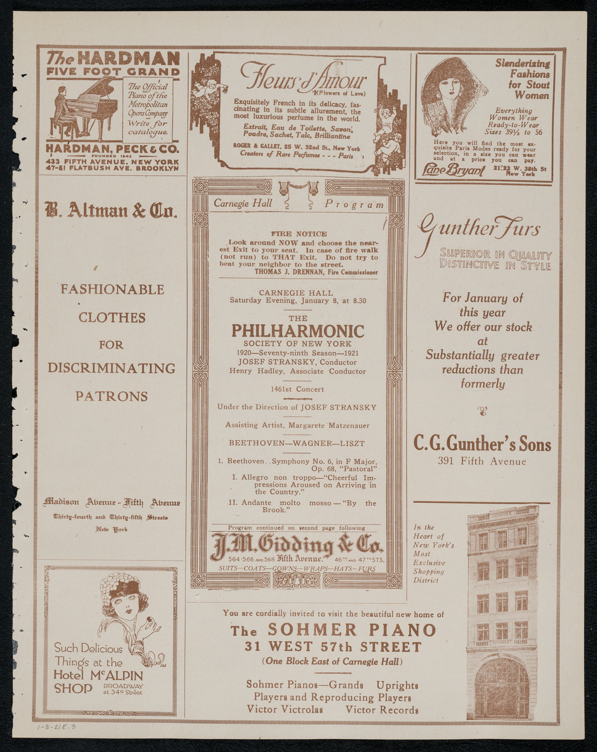 New York Philharmonic, January 8, 1921, program page 5