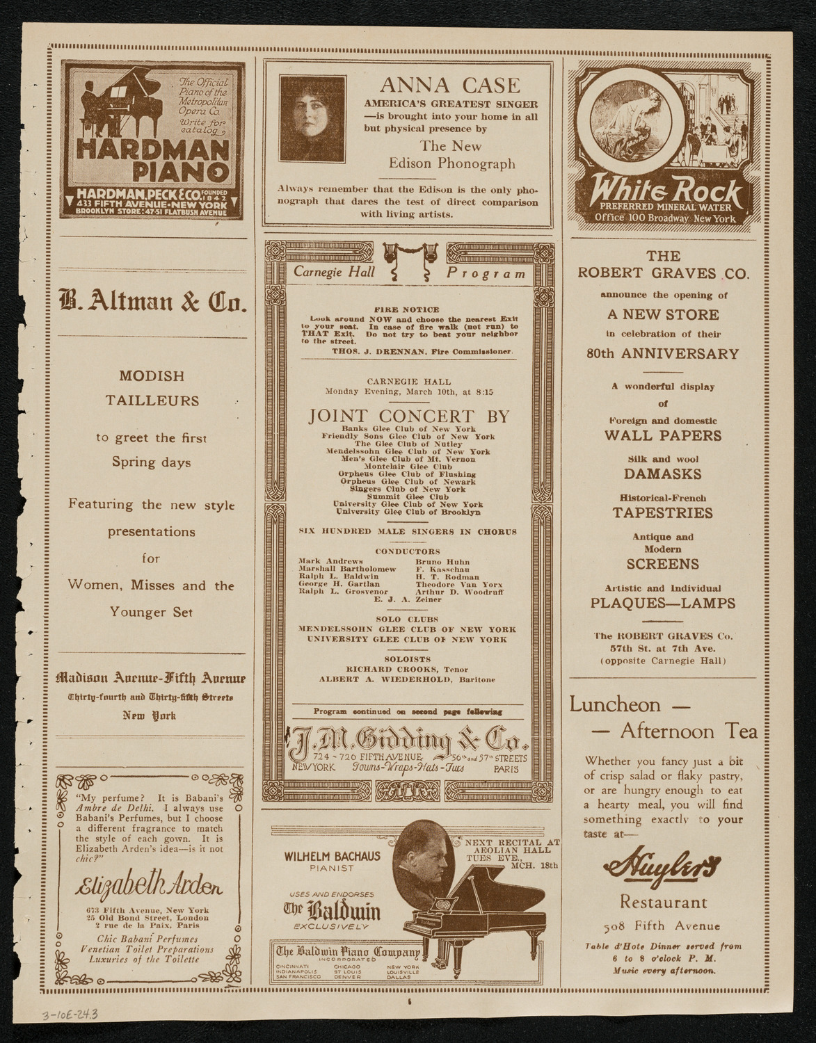 Joint Concert of American Glee Clubs, March 10, 1924, program page 5