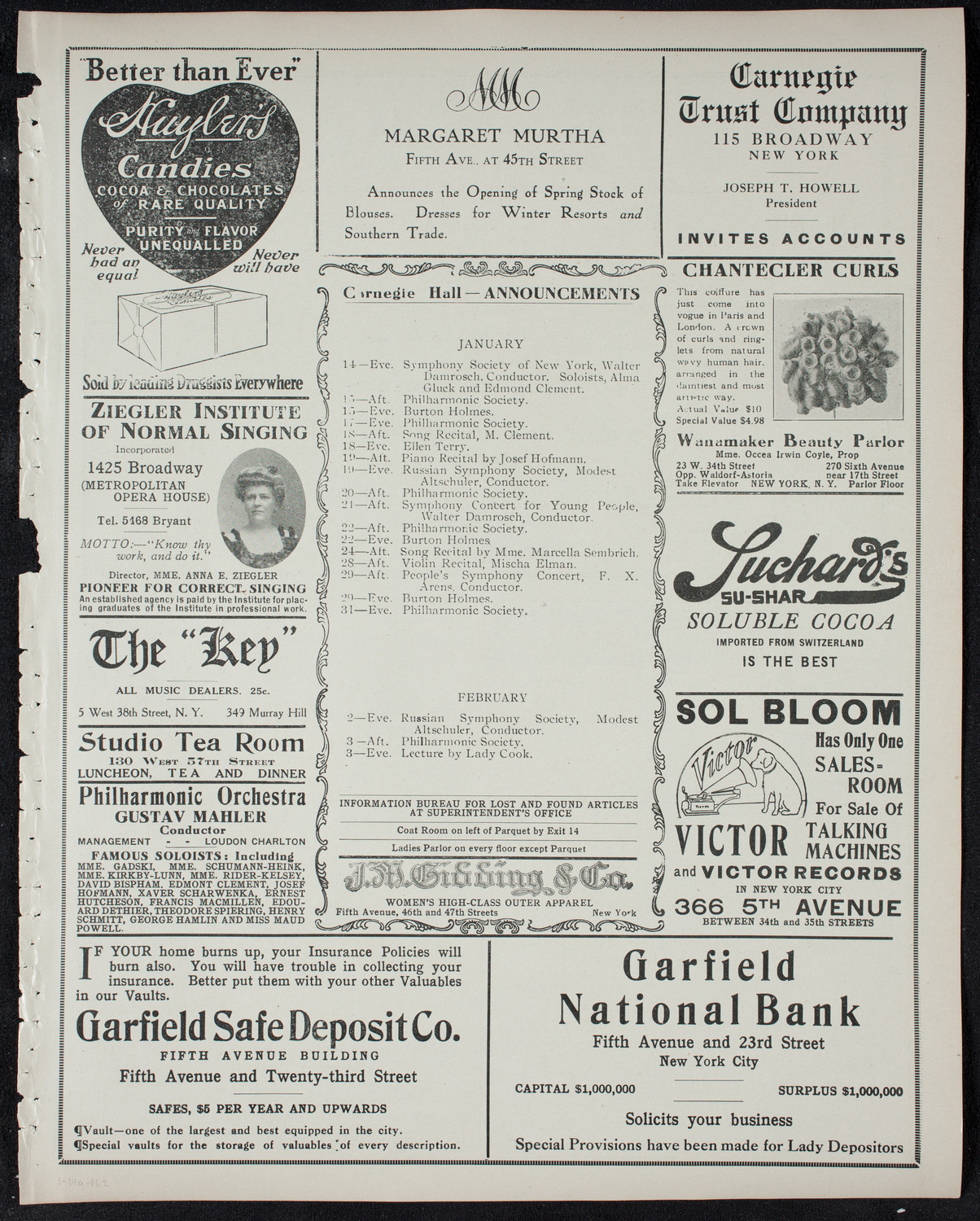 Boston Symphony Orchestra, January 14, 1911, program page 3