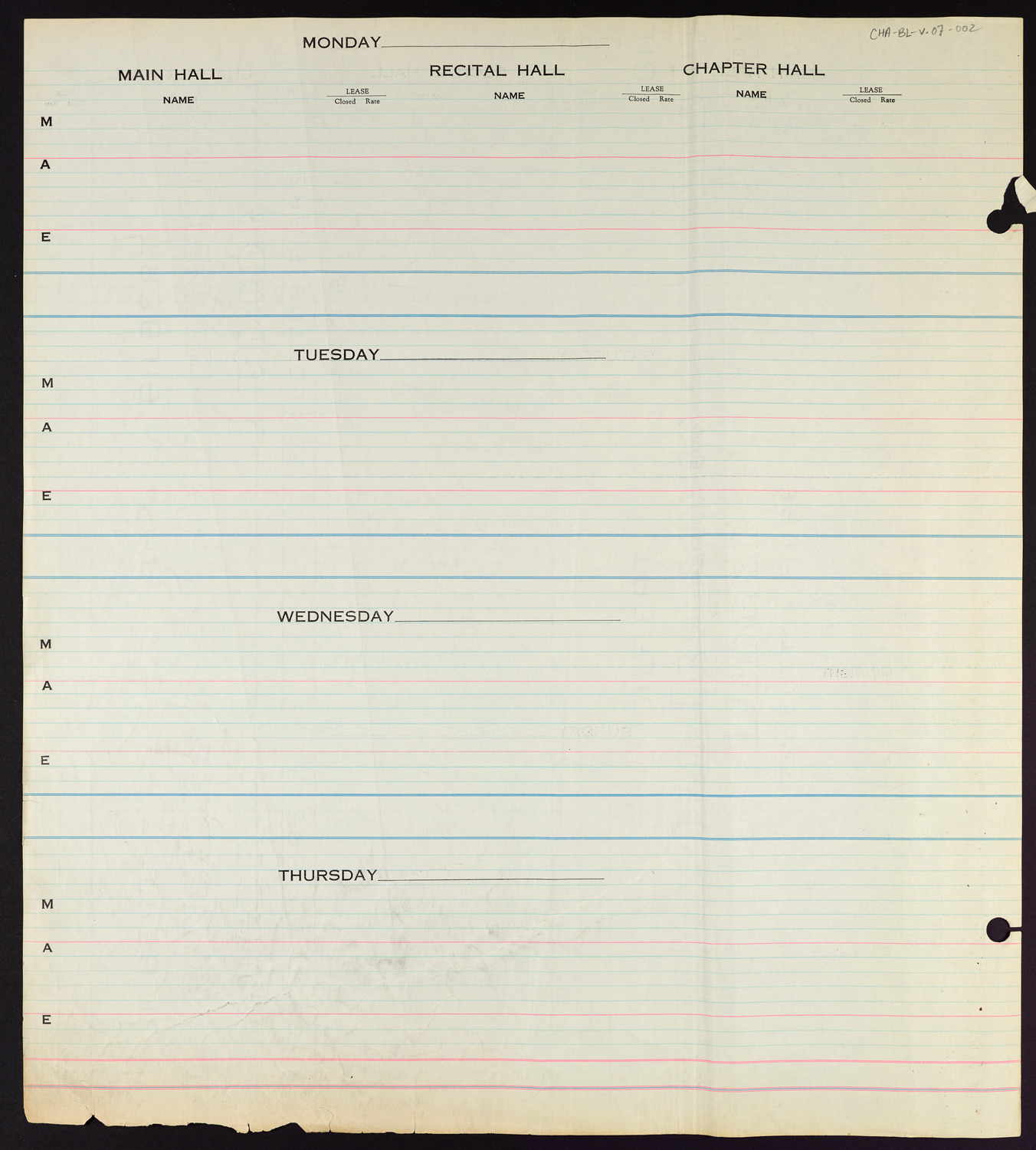 Carnegie Hall Booking Ledger, volume 7, page 2