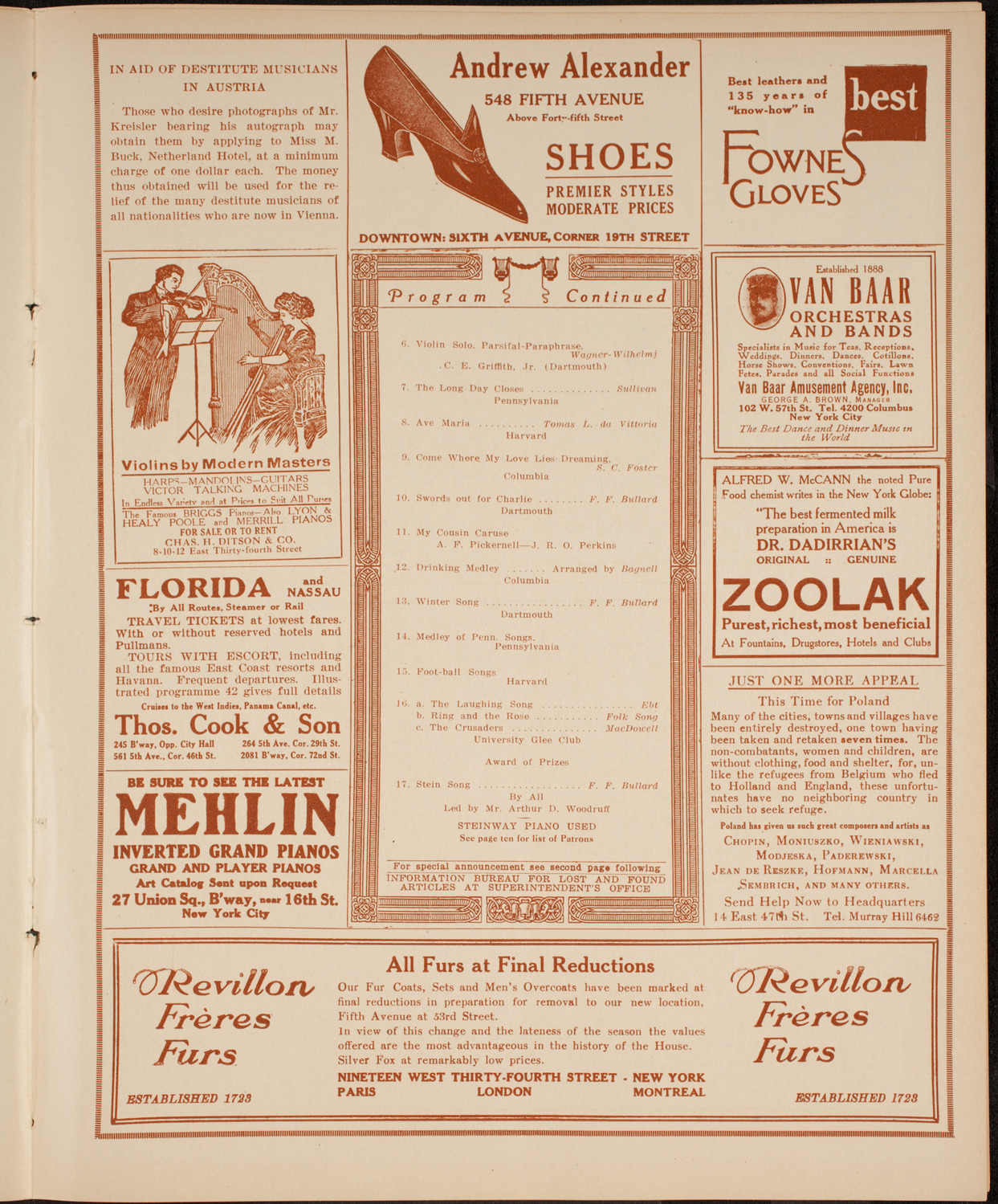 Intercollegiate Glee Club Meet, February 27, 1915, program page 7