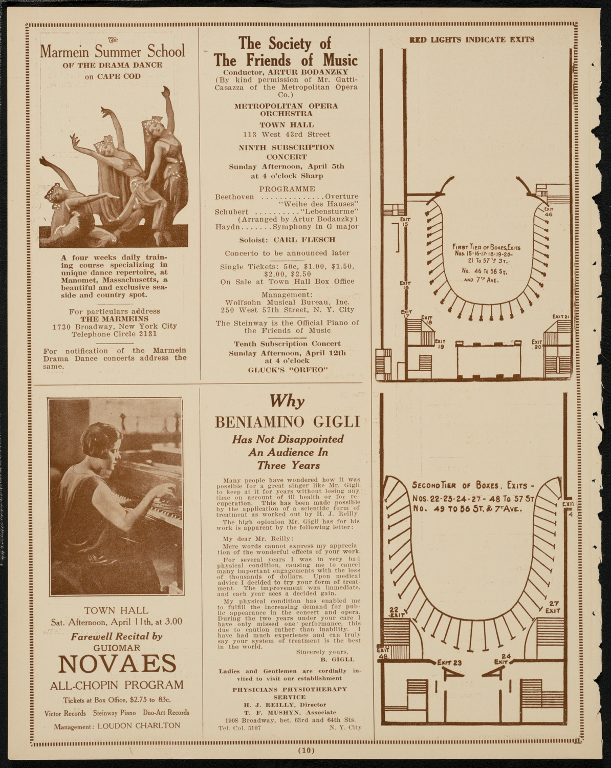 Beniamino Gigli, Tenor, March 30, 1925, program page 10