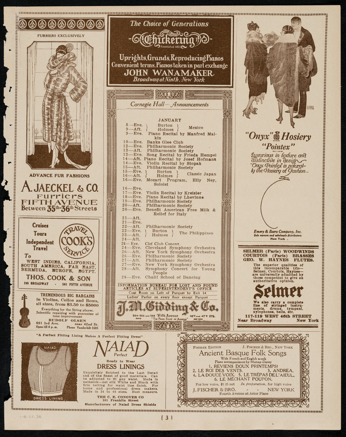 Emma Calvé, Soprano, January 8, 1922, program page 3