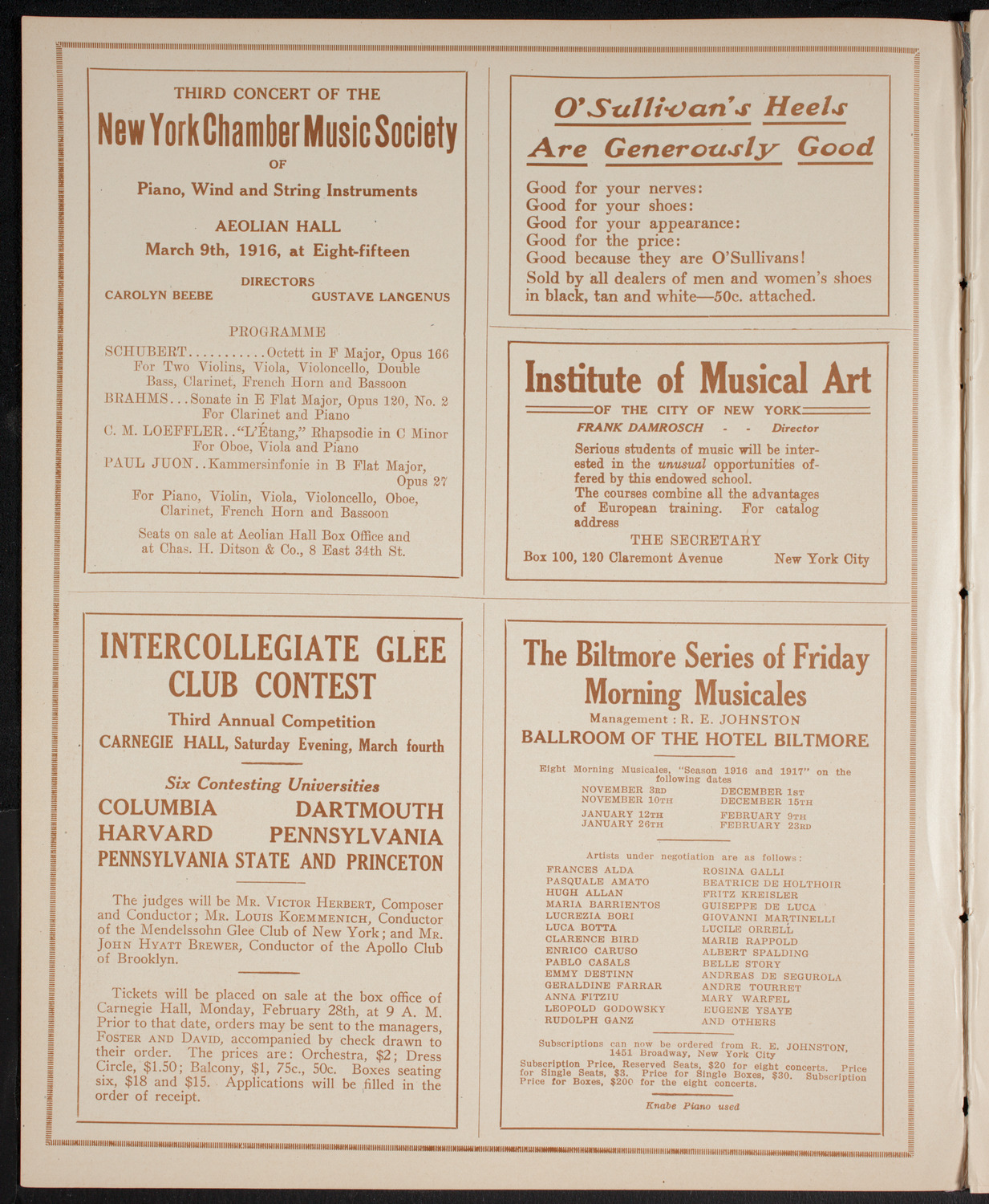 New York Philharmonic, March 2, 1916, program page 2