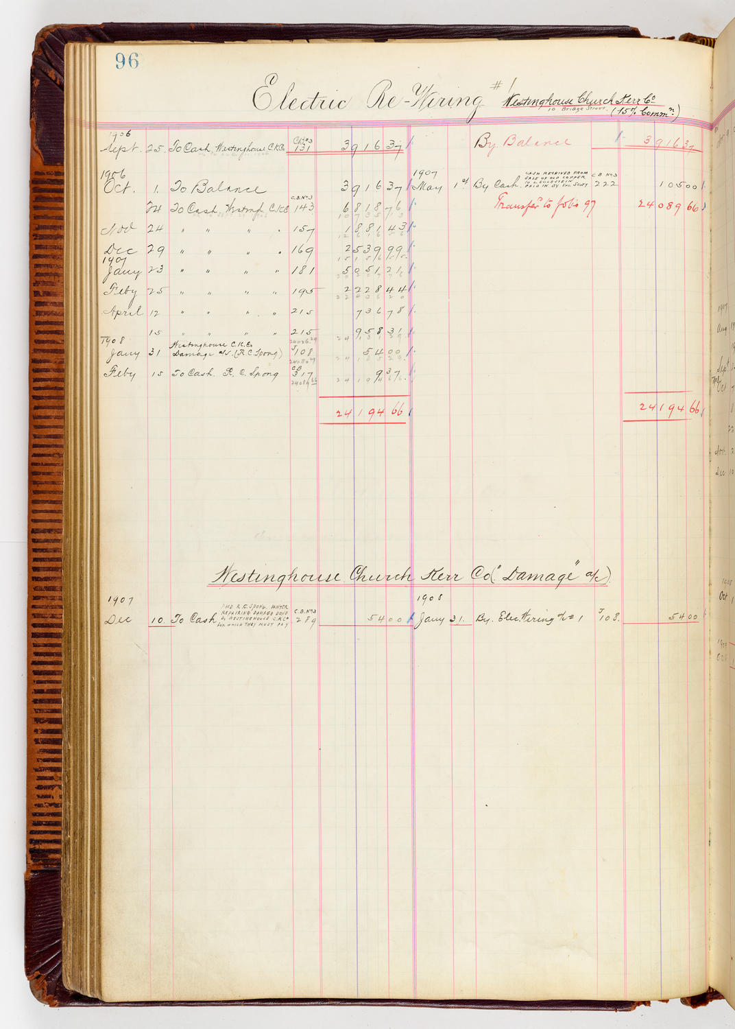 Music Hall Accounting Ledger, volume 3, page 96