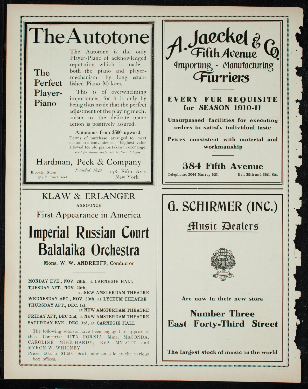 New York Philharmonic, November 15, 1910, program page 8
