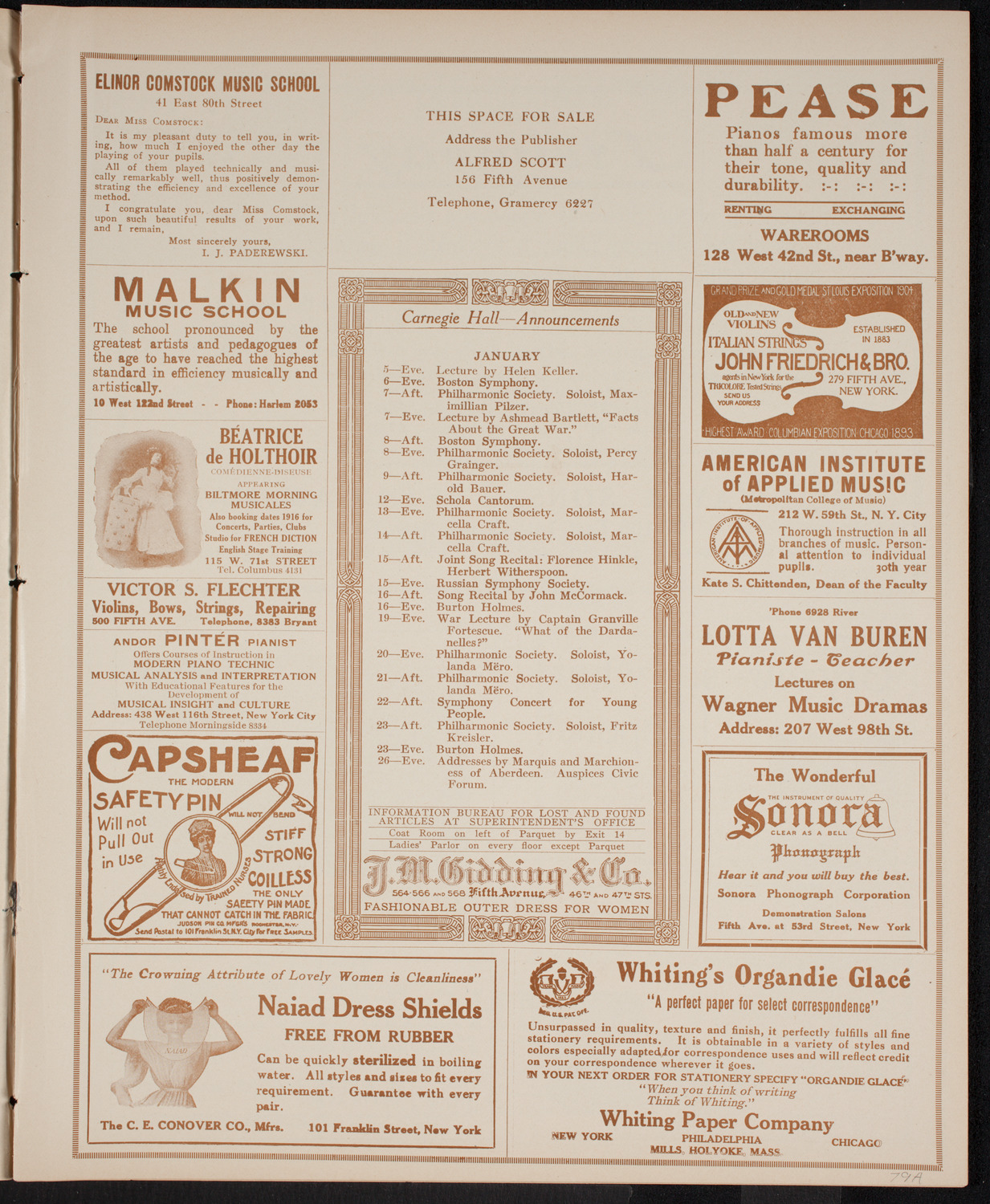 New York Philharmonic, January 2, 1916, program page 3