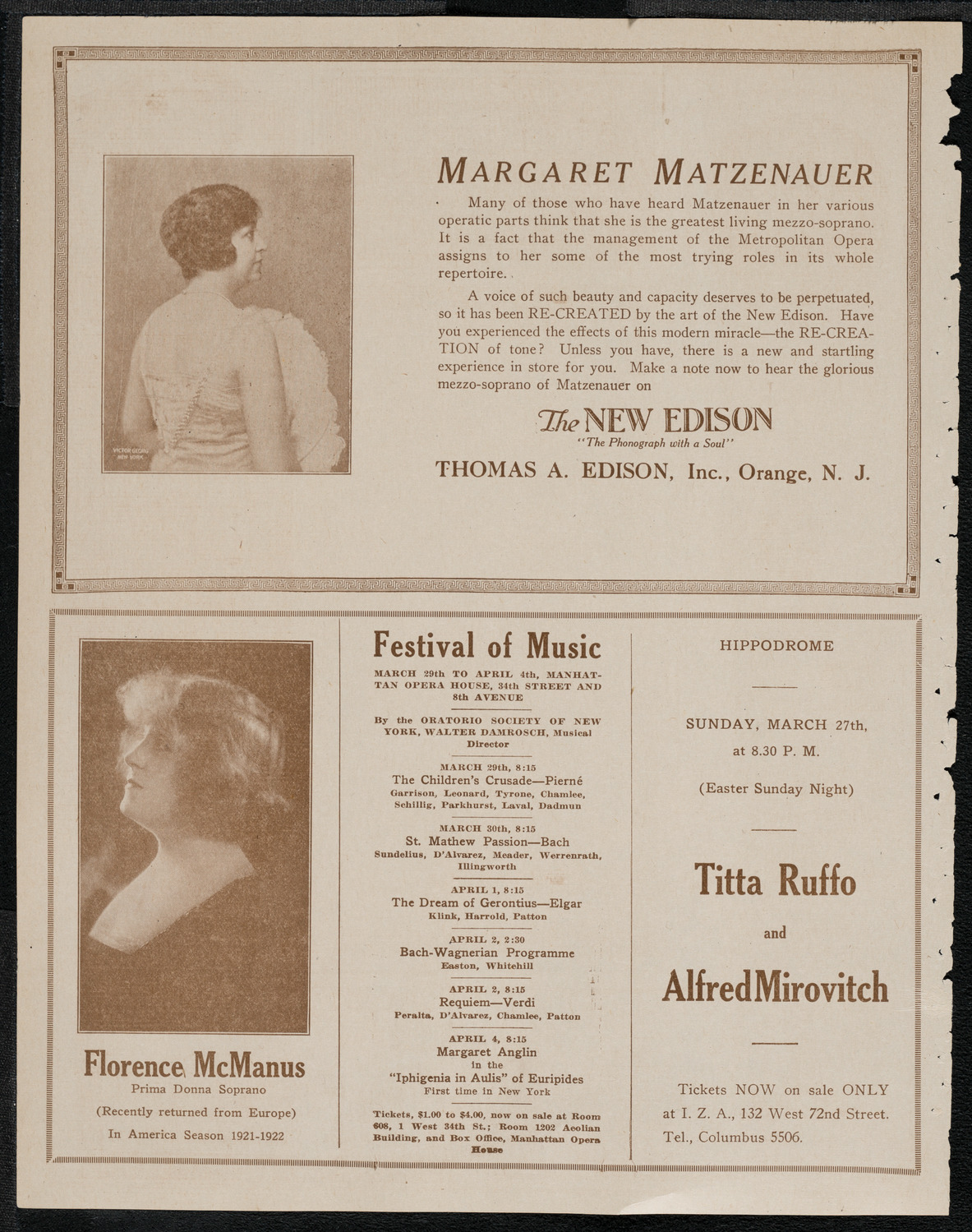 Schola Cantorum of New York, March 16, 1921, program page 2