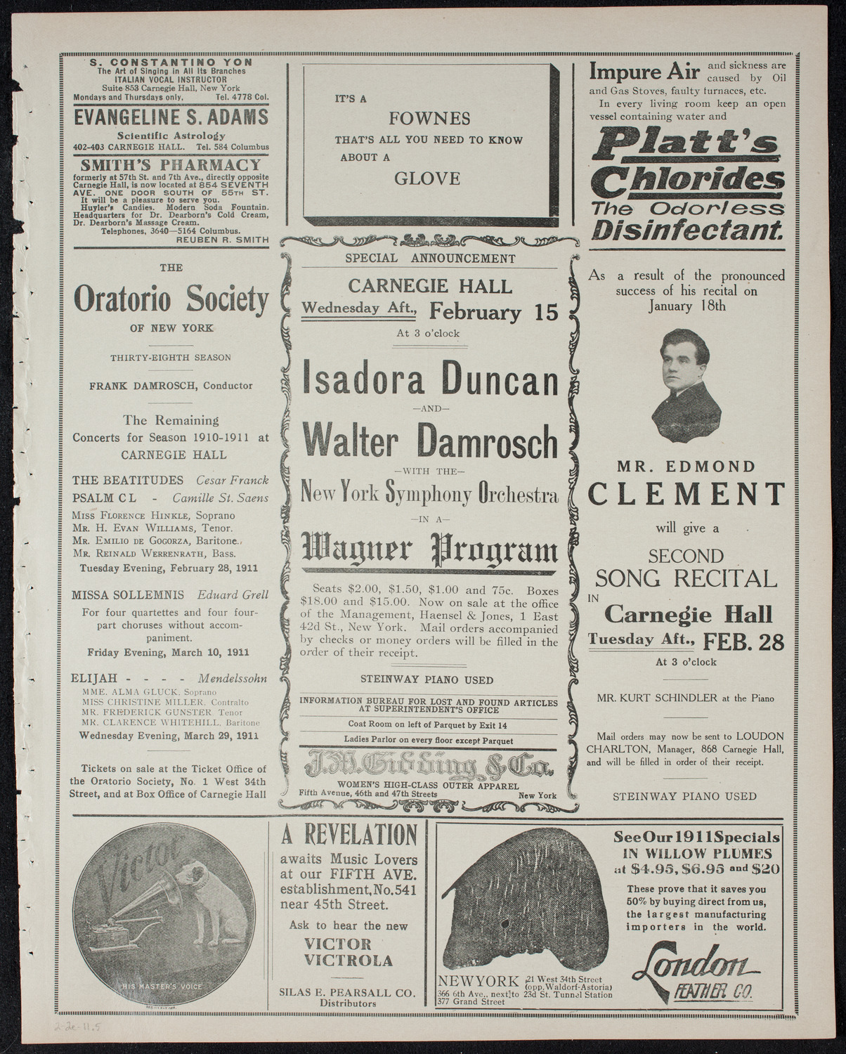 Russian Symphony Society of New York, February 2, 1911, program page 9