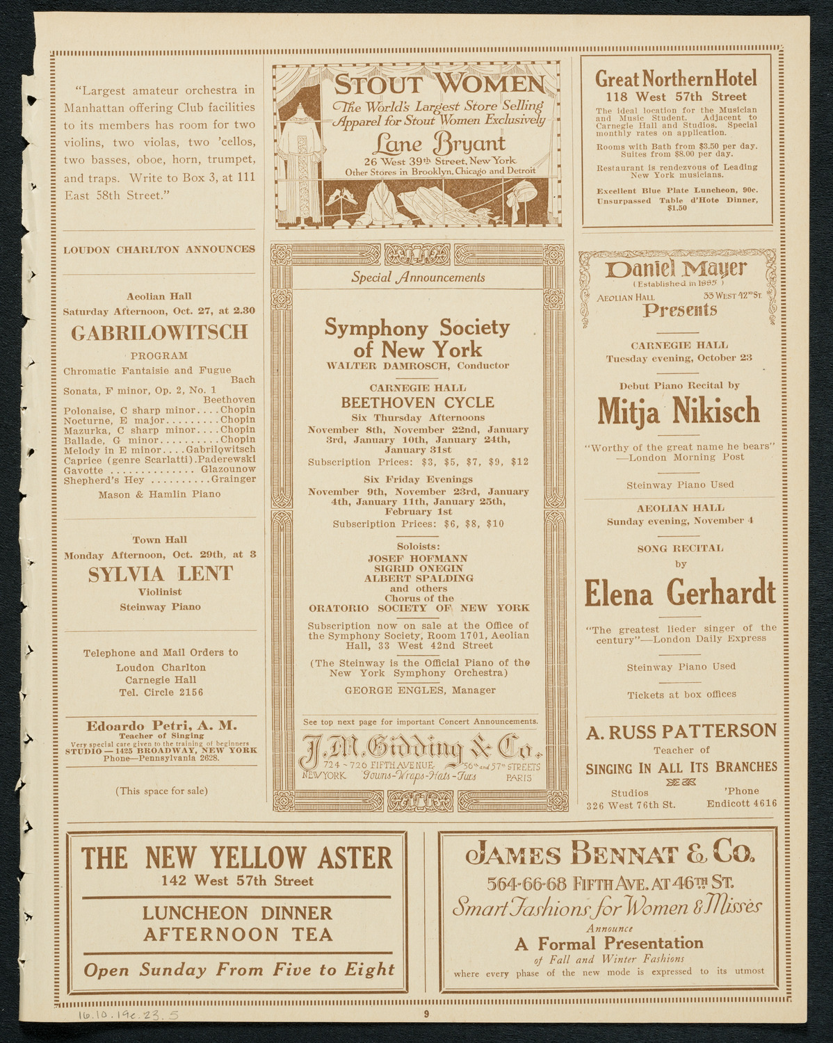 Sistine Chapel Choir, October 19, 1923, program page 9