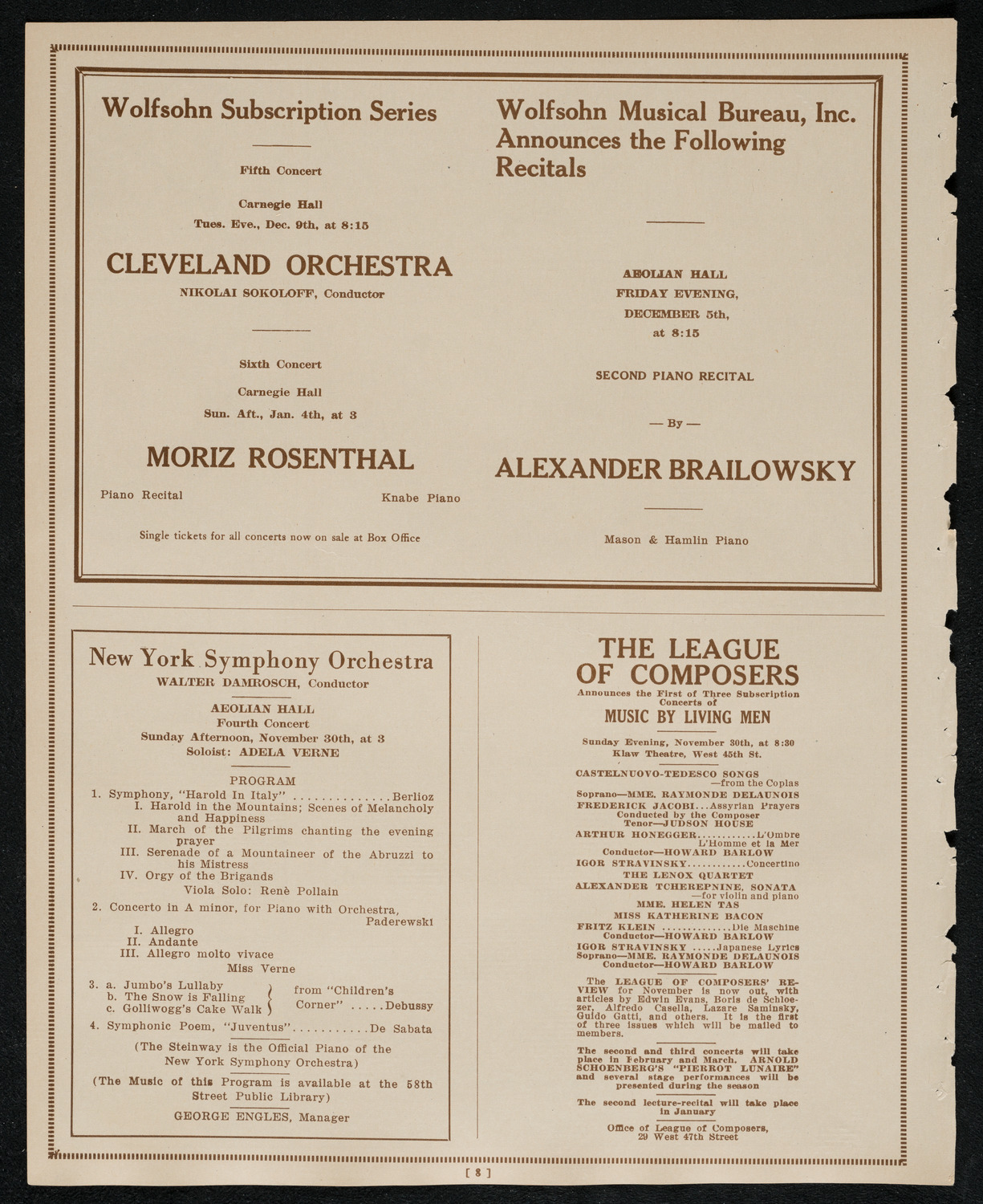 New York Philharmonic, November 29, 1924, program page 8