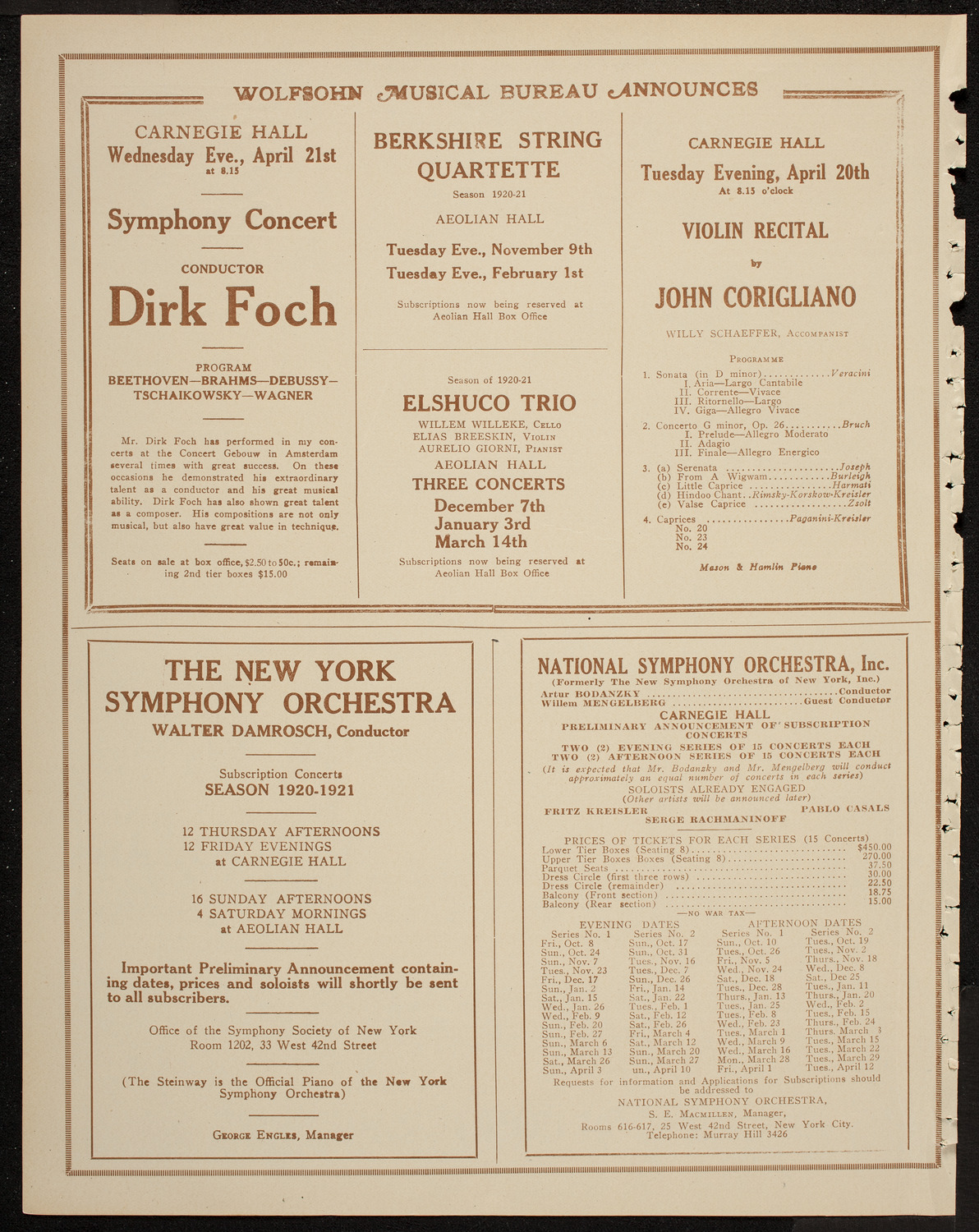 Tribute: General John J. Pershing, April 15, 1920, program page 8