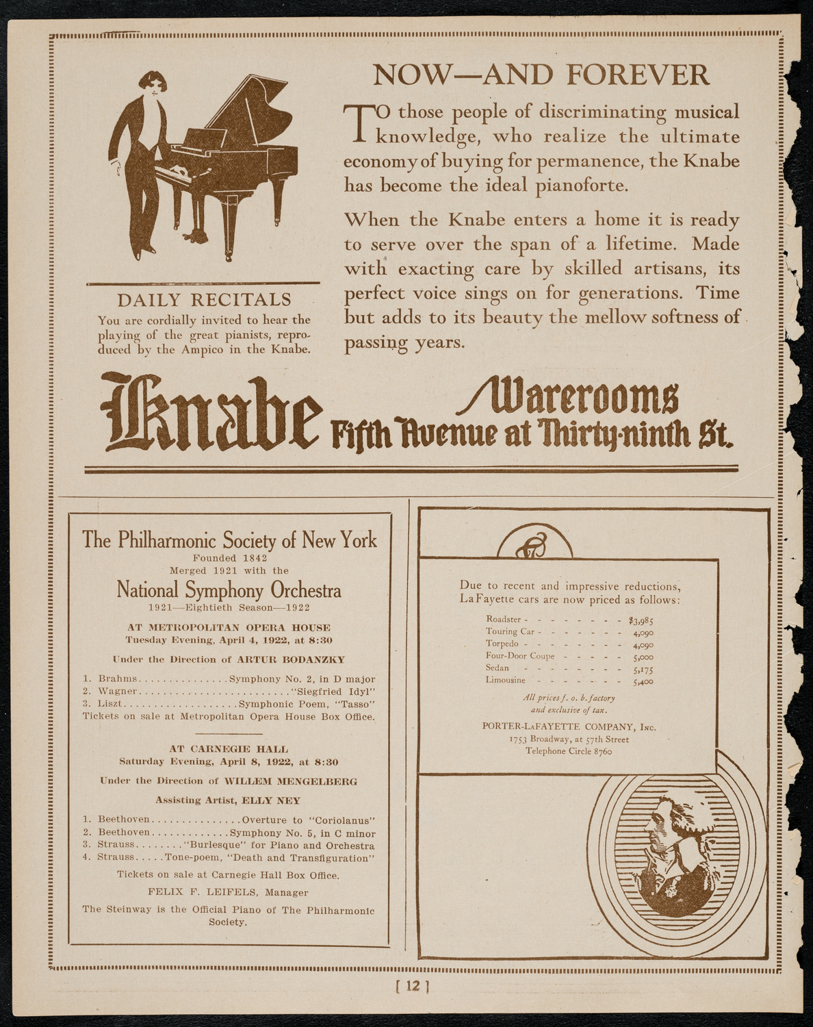 Reinald Werrenrath, Baritone, April 2, 1922, program page 12