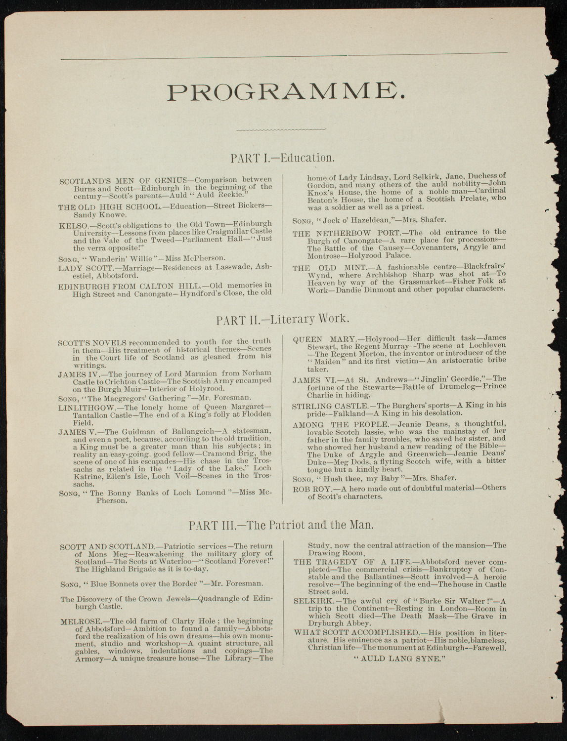 New York Scottish Society Halloween Festival, October 30, 1891, program page 6