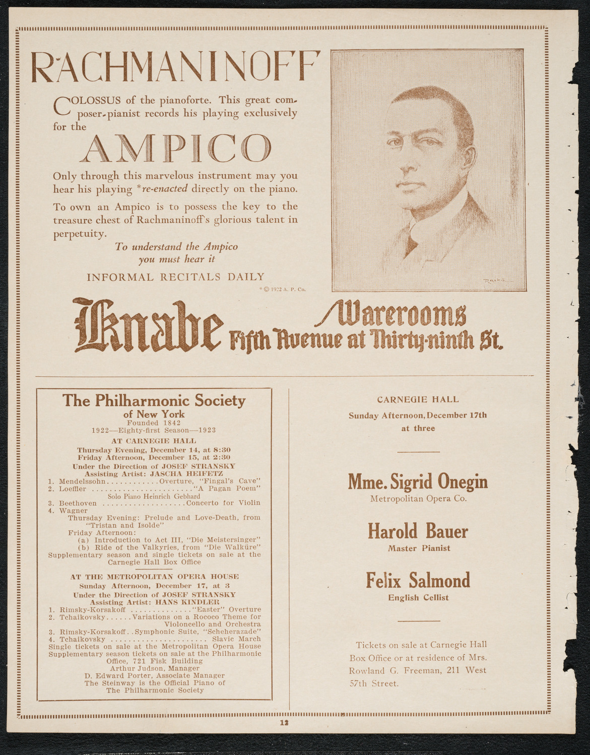 Frances Alda, Soprano, December 12, 1922, program page 12