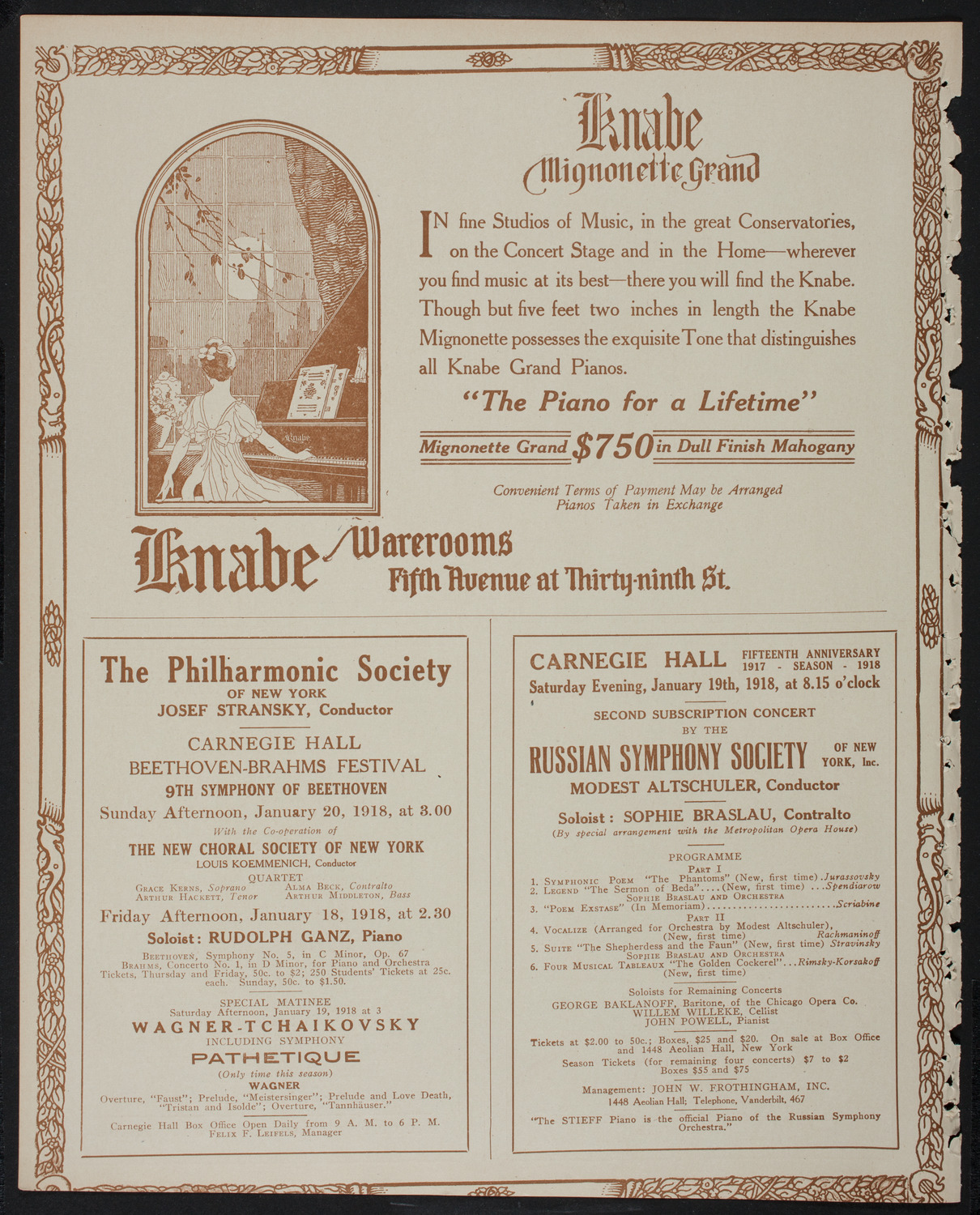 New York Philharmonic: Beethoven-Brahms Festival, January 17, 1918, program page 12