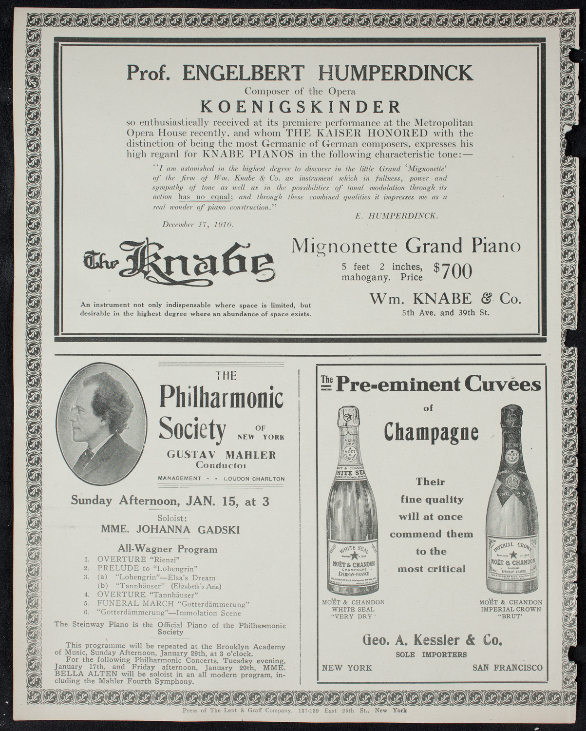 New York Philharmonic, January 13, 1911, program page 12