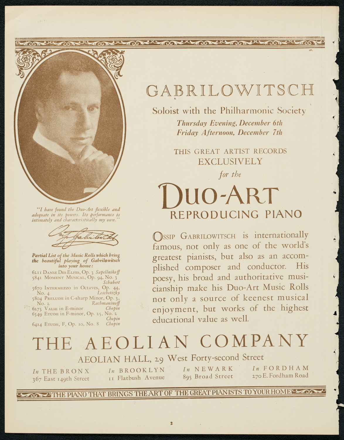 New York Philharmonic, December 6, 1923, program page 2