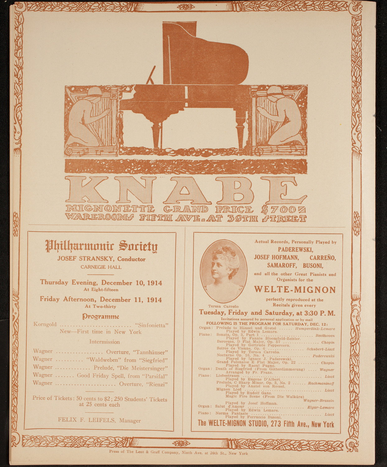 Elmendorf Lecture: Around the United States, December 6, 1914, program page 12