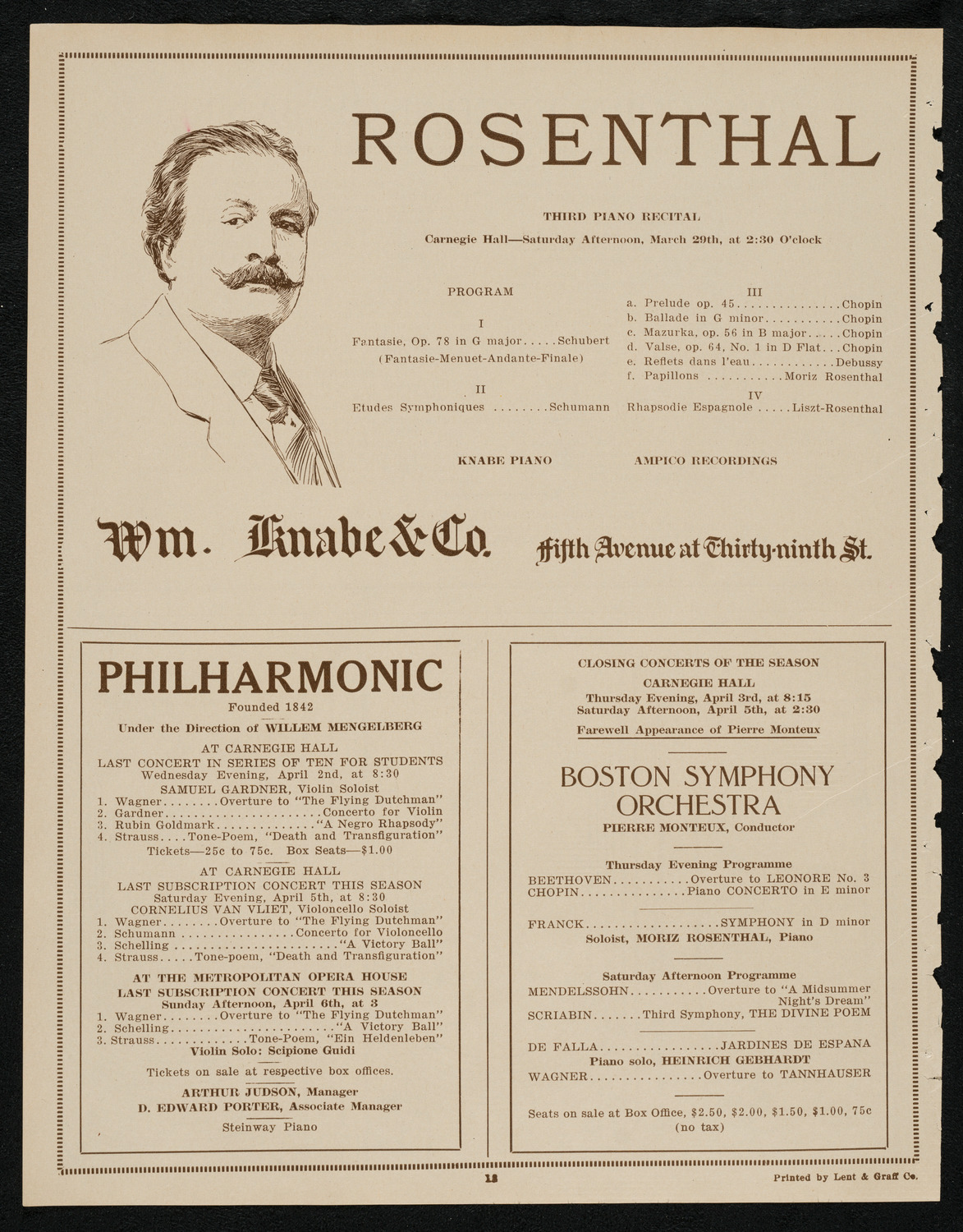 New York Philharmonic, March 28, 1924, program page 12
