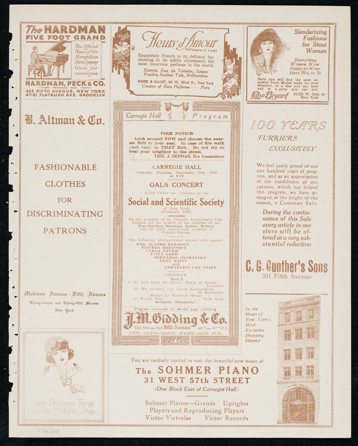 Social and Scientific Society Gala Concert, November 27, 1920, program page 5