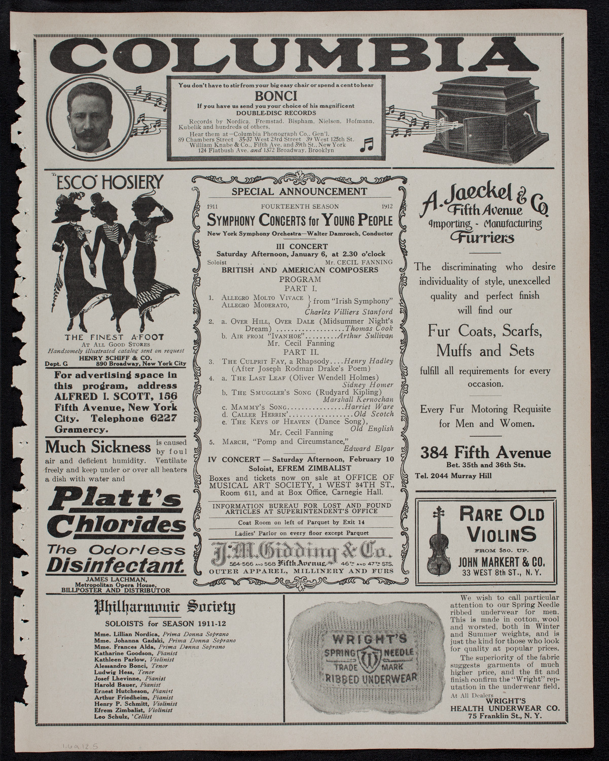 Symphony Concert for Young People, January 6, 1912, program page 9