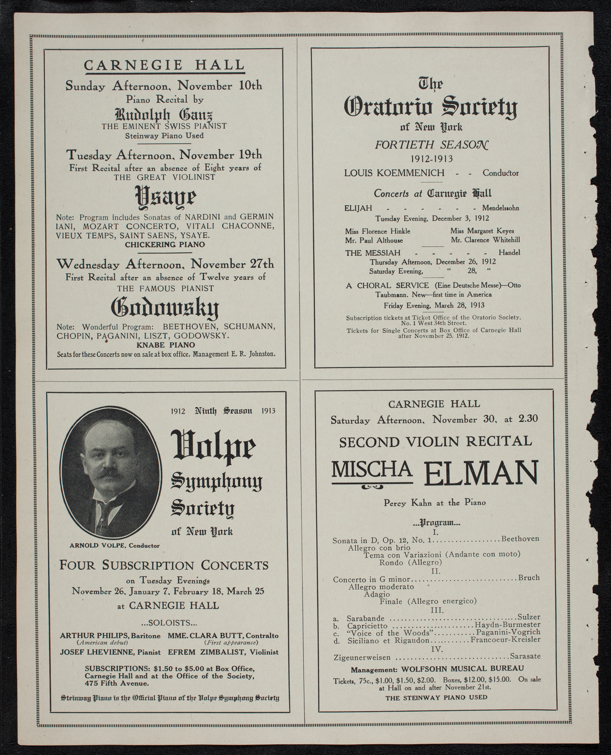 Alma Gluck, Soprano, November 2, 1912, program page 10