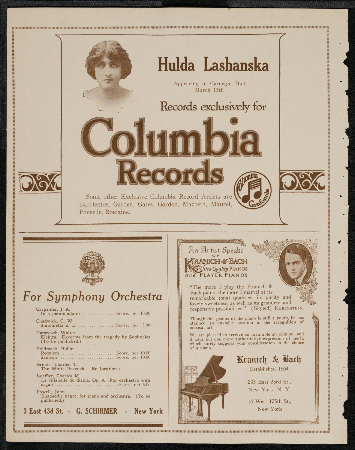New York Symphony Orchestra, March 11, 1921, program page 6