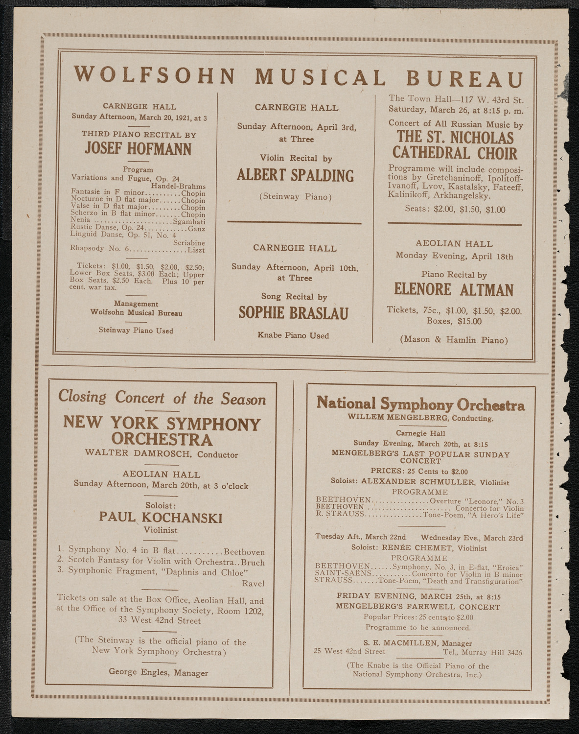 Jean Barondess, Soprano, March 19, 1921, program page 8