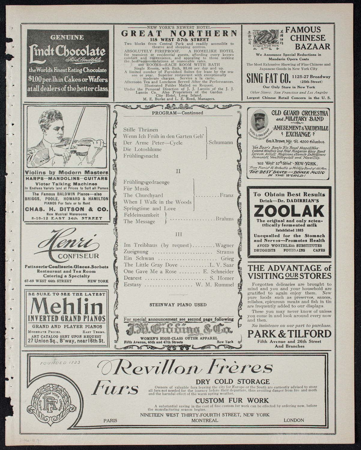 Johanna Gadski, Soprano, February 14, 1911, program page 7