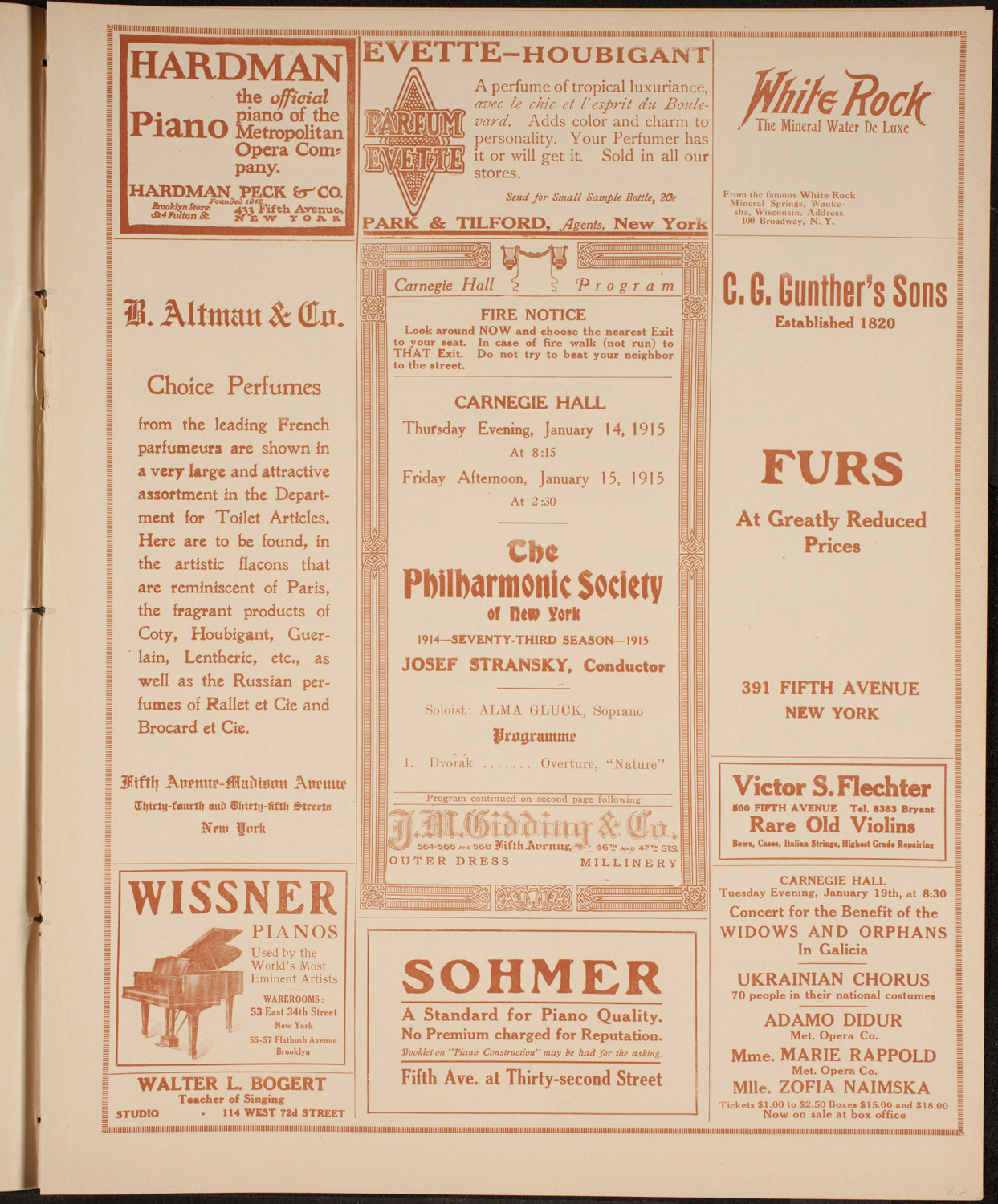 New York Philharmonic, January 14, 1915, program page 5